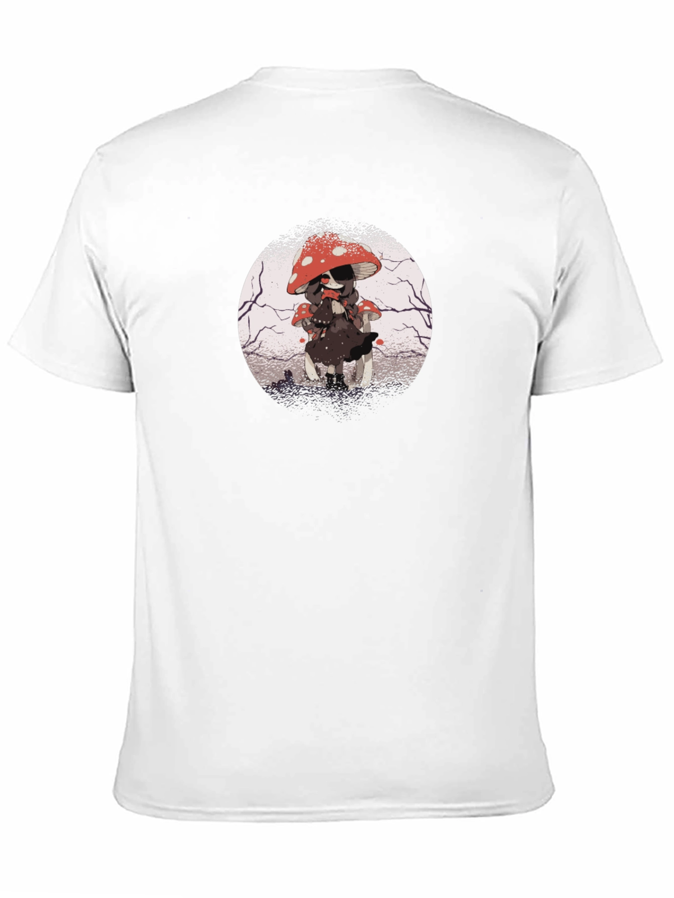 Mushroom Girl Graphic Tee - Dark Anime Style