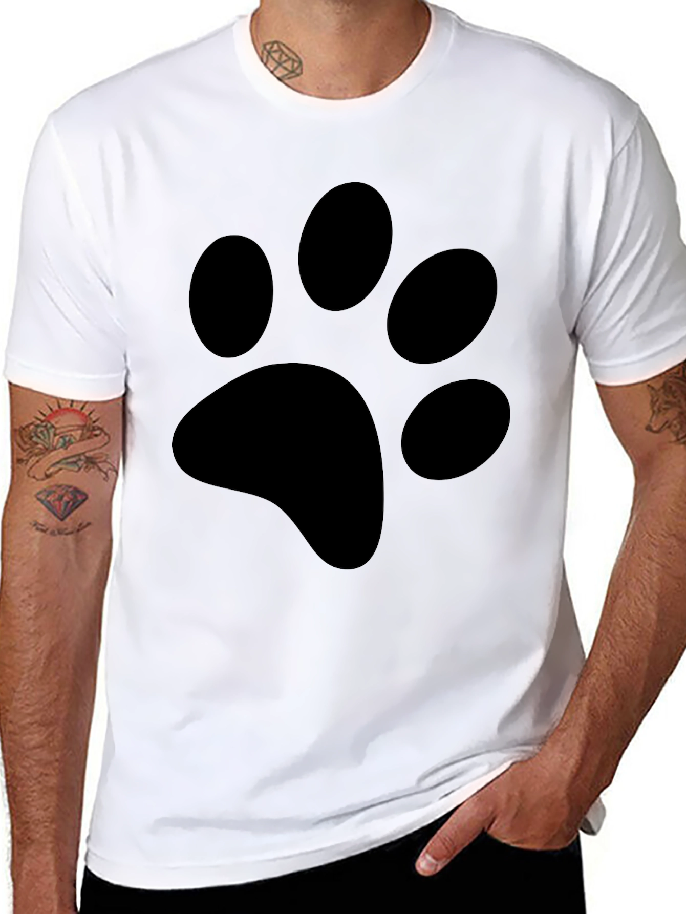 Black Paw Print T-Shirt - Casual Style