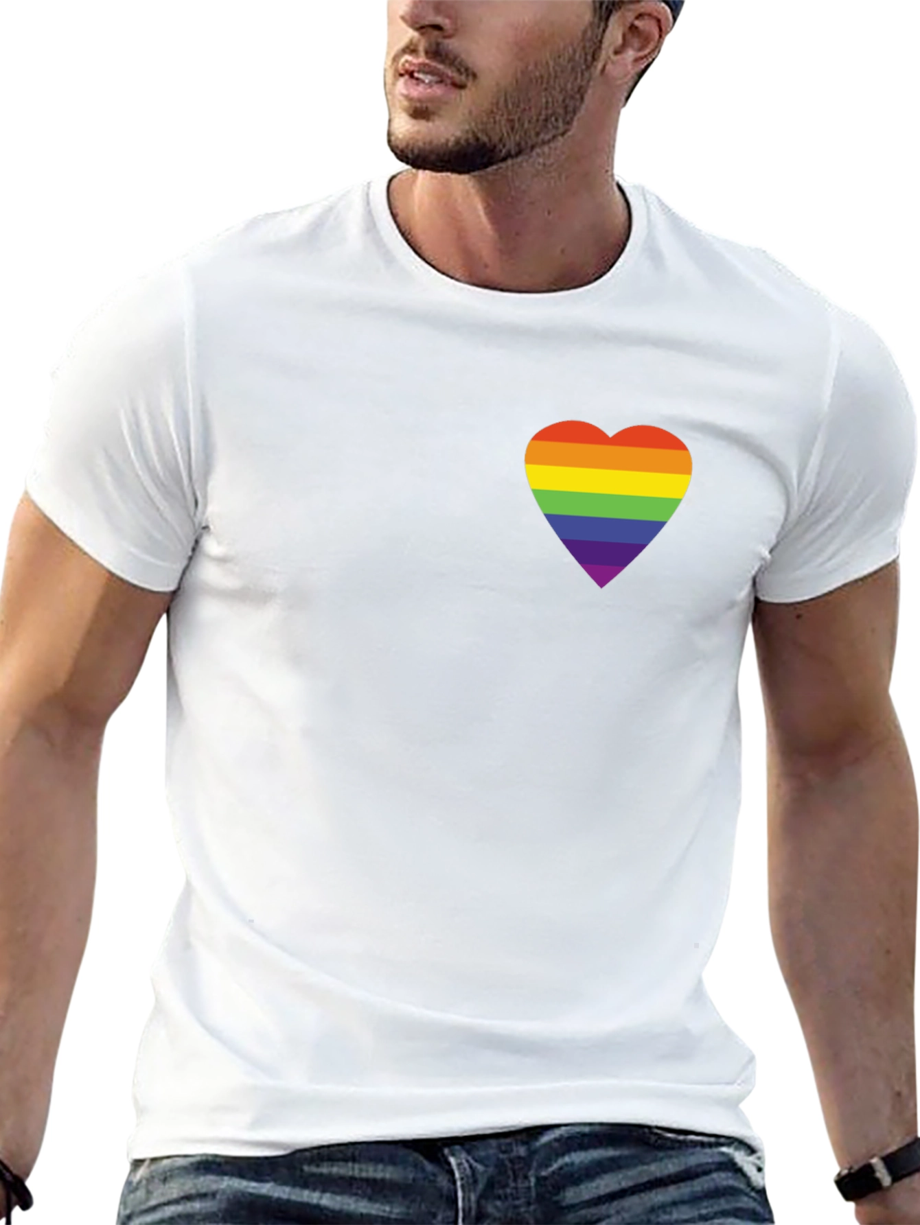 Rainbow Heart Graphic Tee - Black