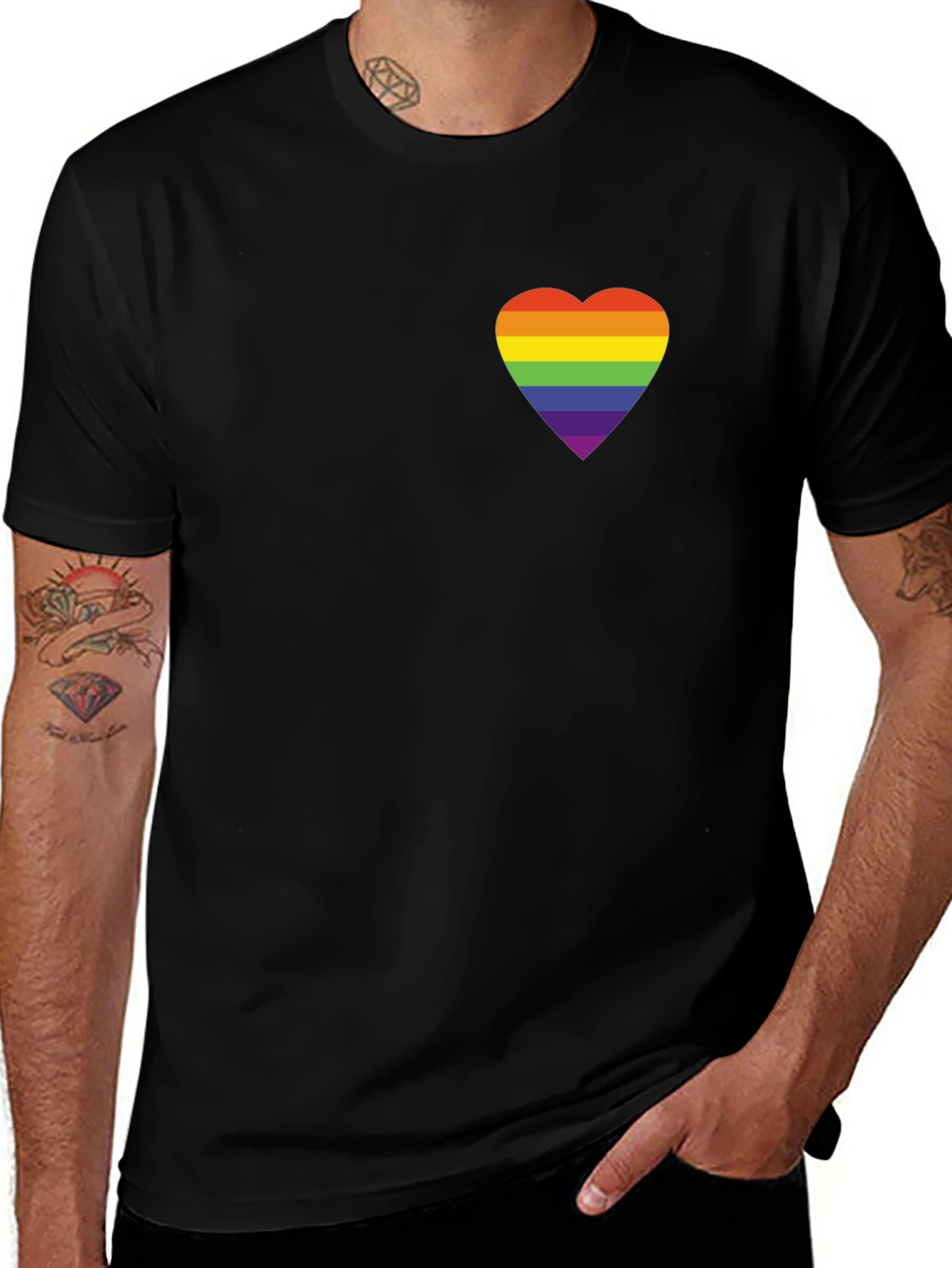 Rainbow Heart Graphic Tee - Black