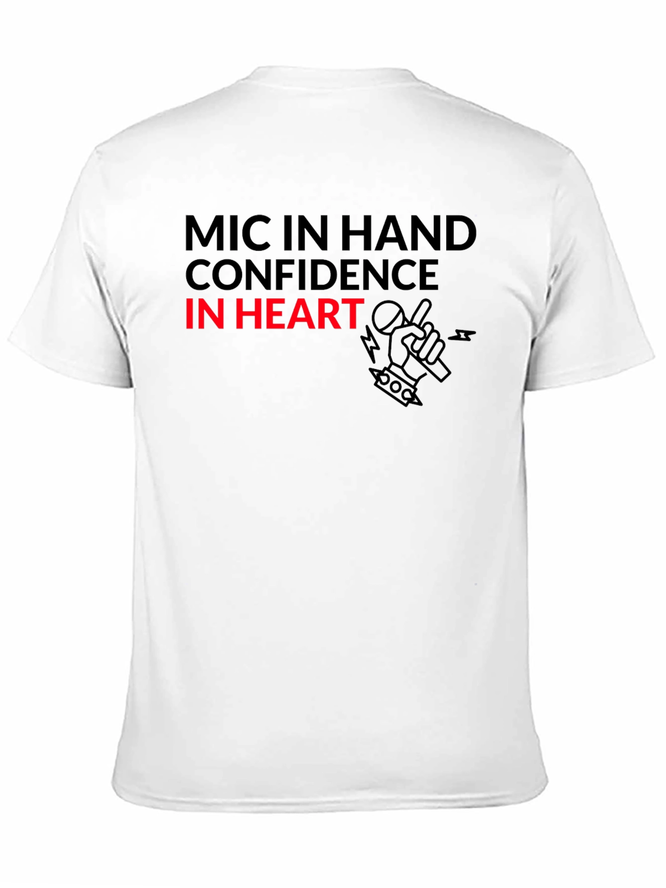 Mic in Hand Confidence in Heart Black T-Shirt
