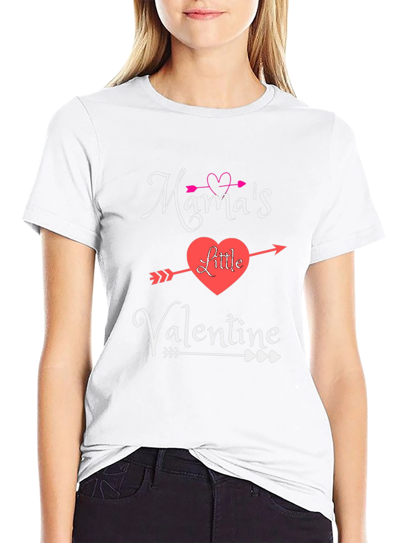 Mamas Little Valentine Graphic Tee - Heart Arrow Design