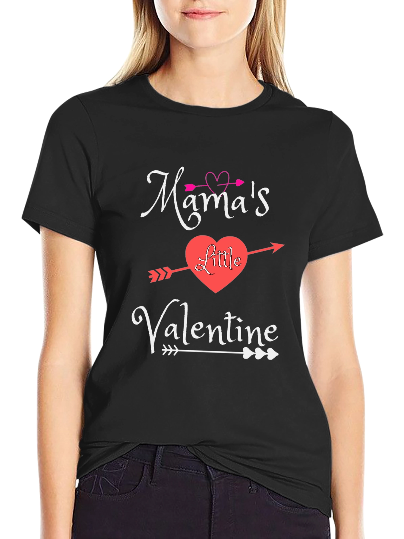 Mamas Little Valentine Graphic Tee - Heart Arrow Design