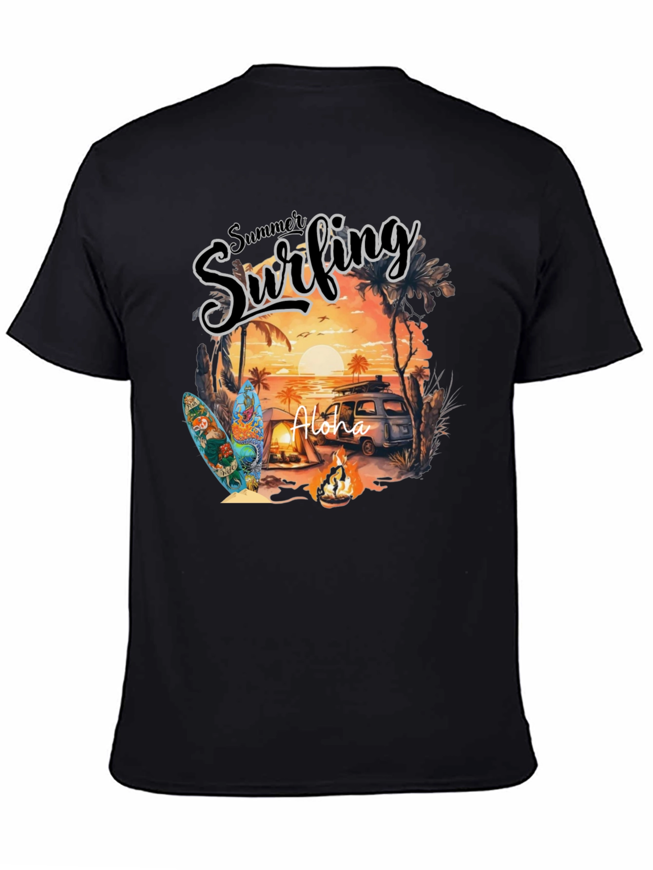 Summer Surfing Aloha Graphic T-Shirt