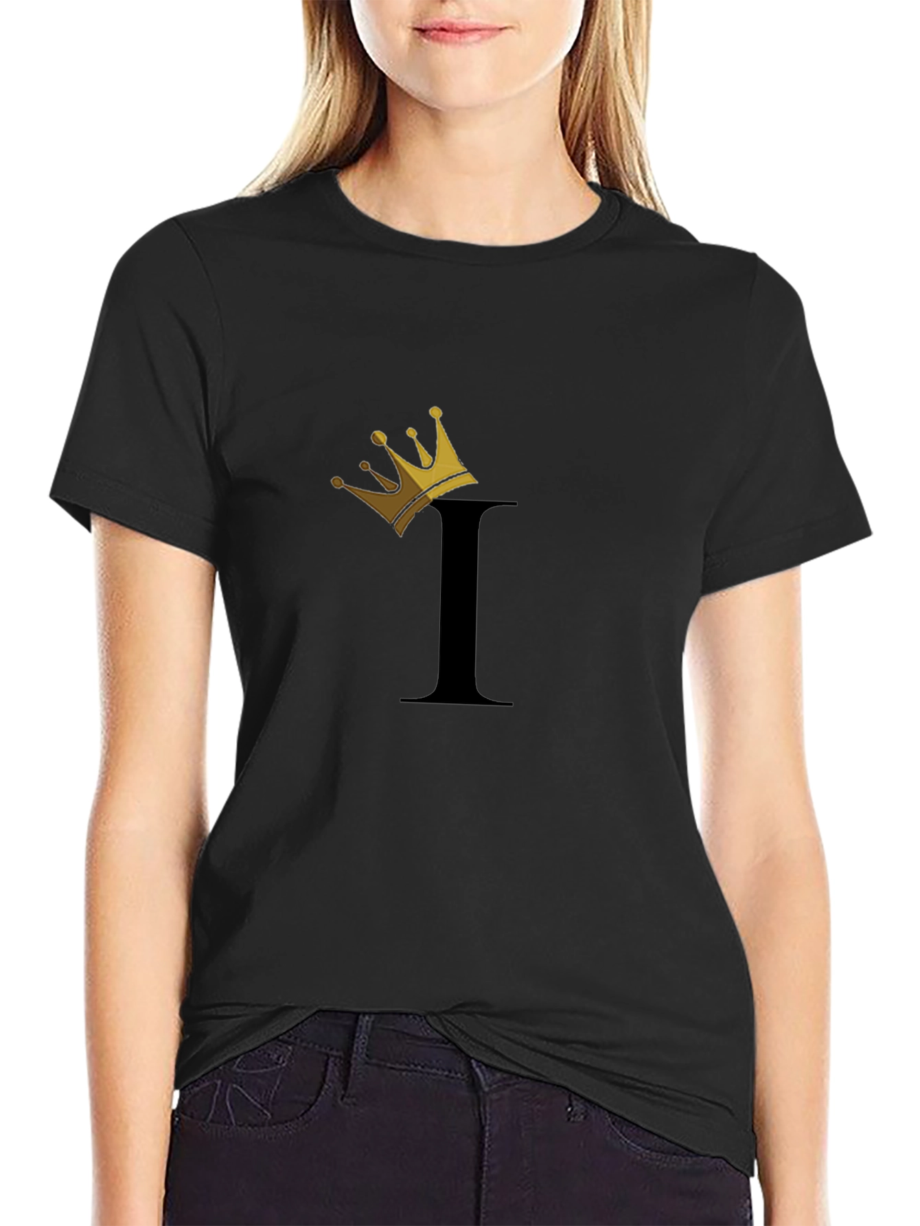 King Initial I Graphic Black T-Shirt