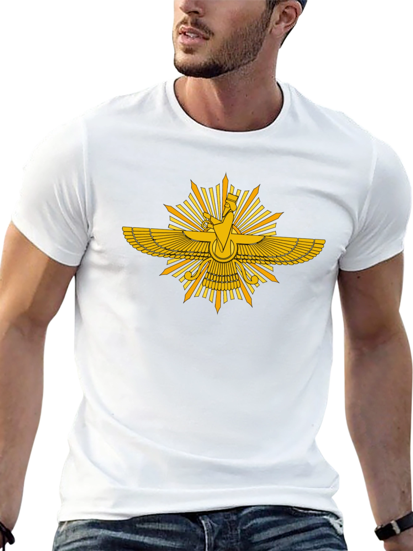 Zoroastrian Faravahar Symbol Black T-Shirt