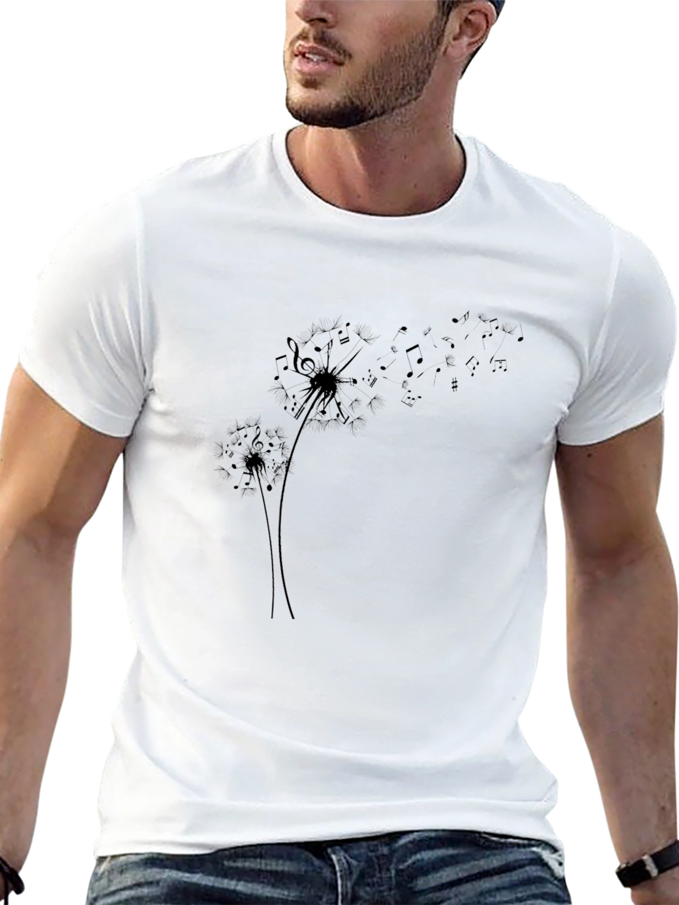 Dandelion Music Note Black T-Shirt