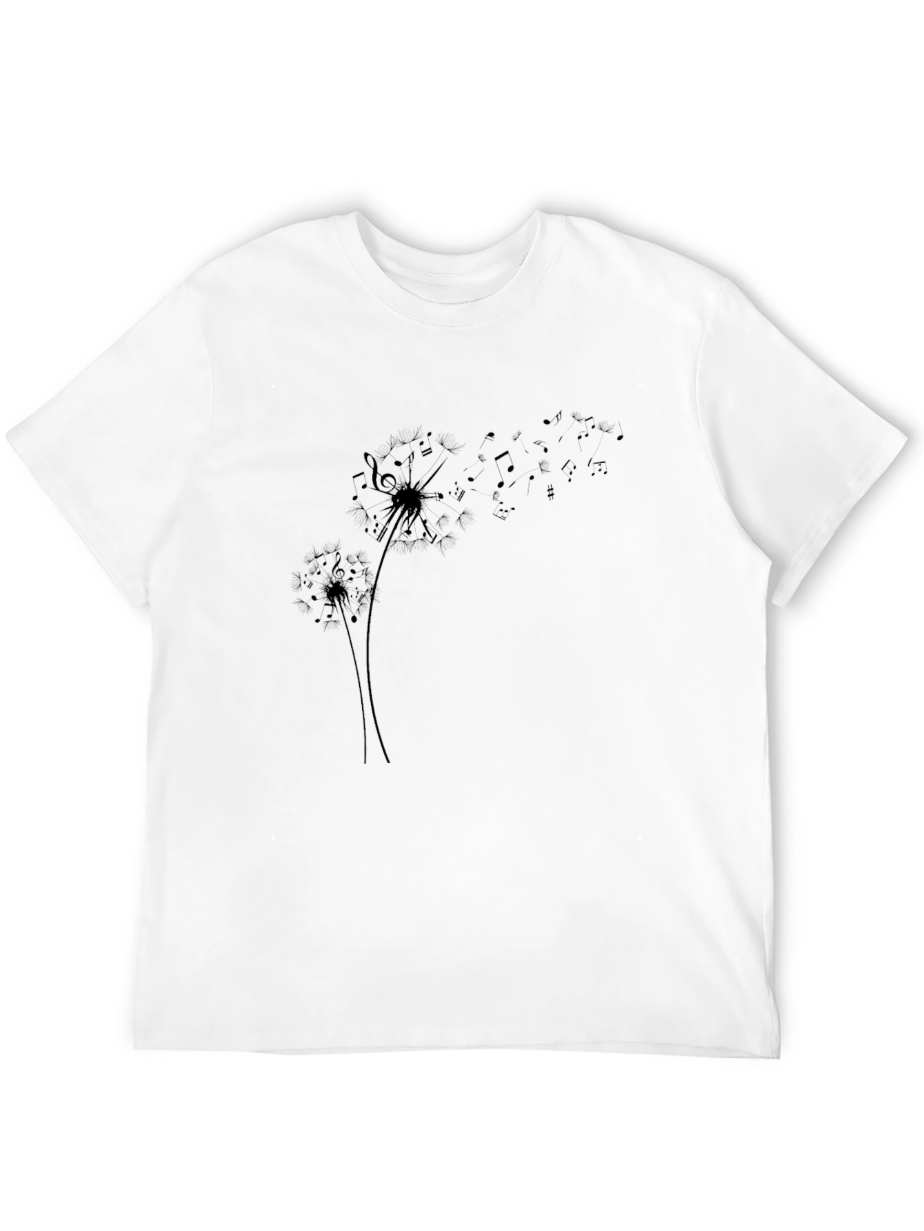Dandelion Music Note Black T-Shirt
