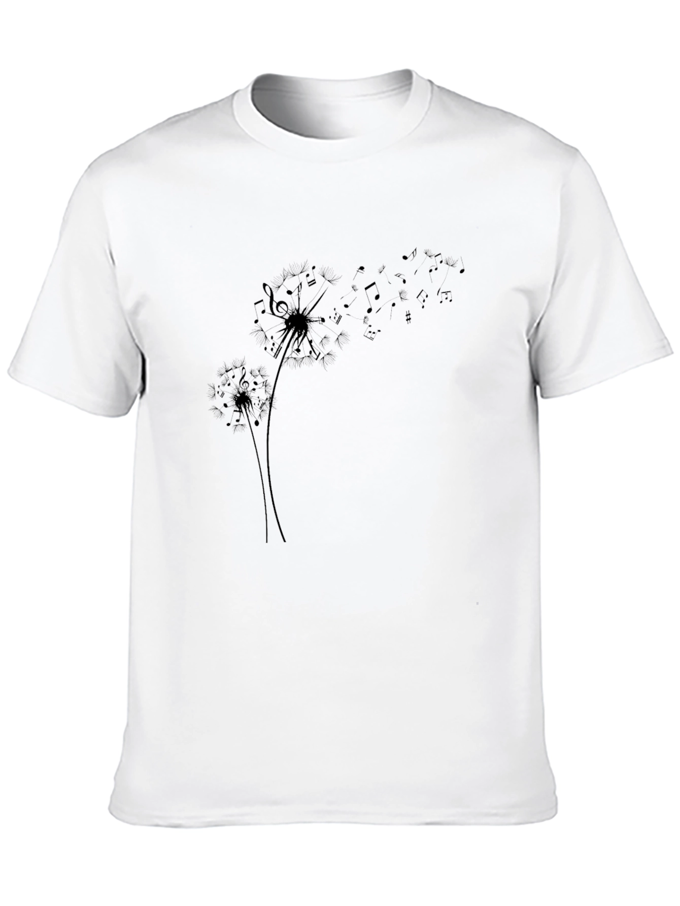 Dandelion Music Note Black T-Shirt