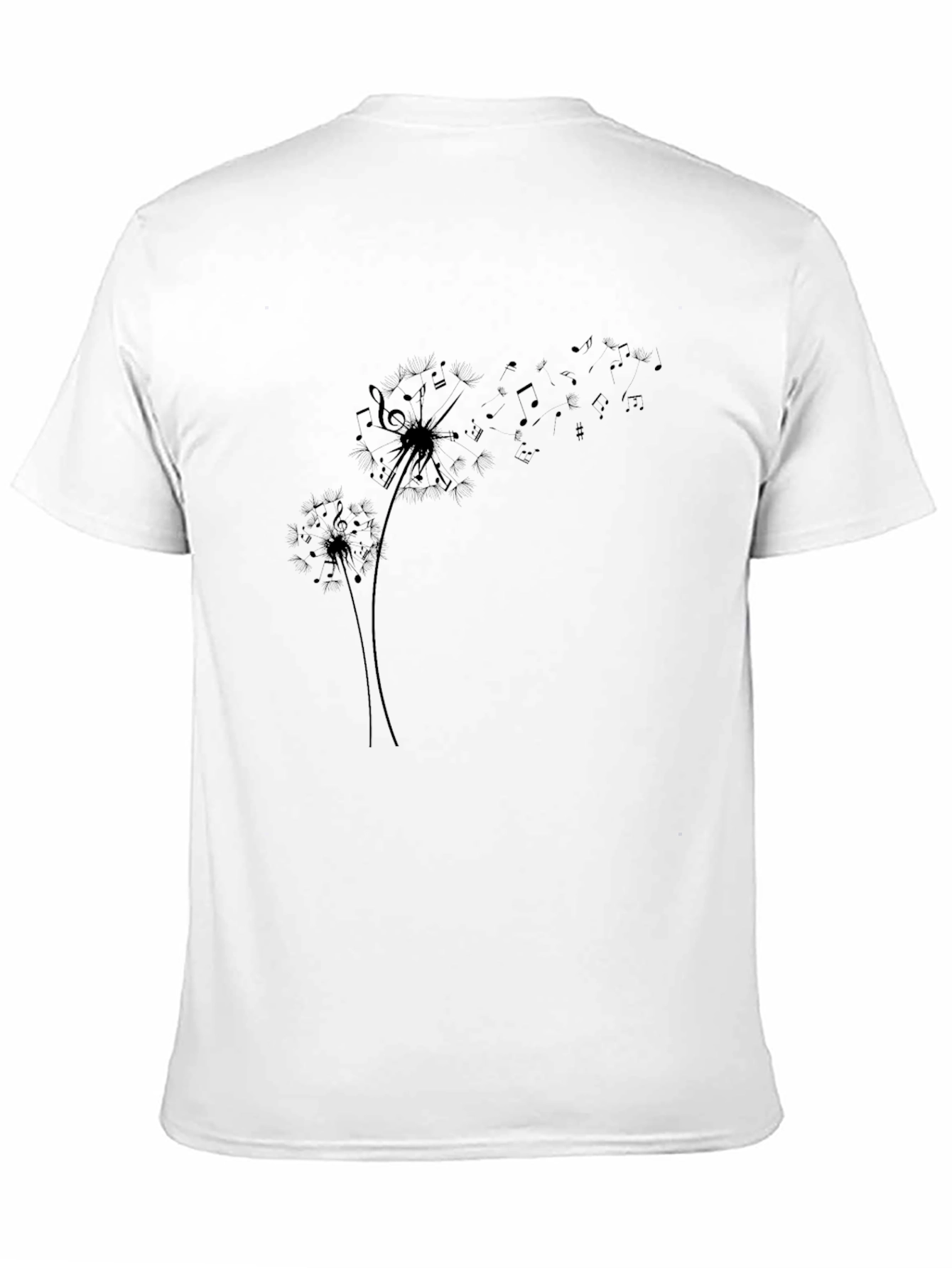 Dandelion Music Note Black T-Shirt
