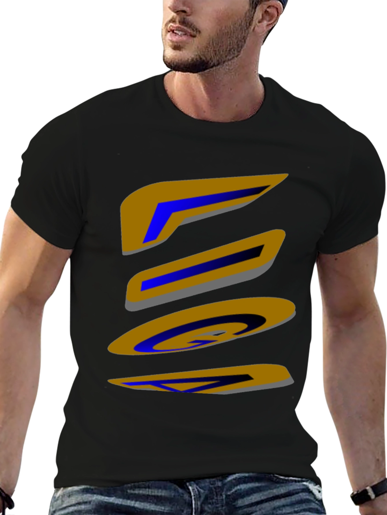 Abstract Shapes Graphic Print Black T-Shirt