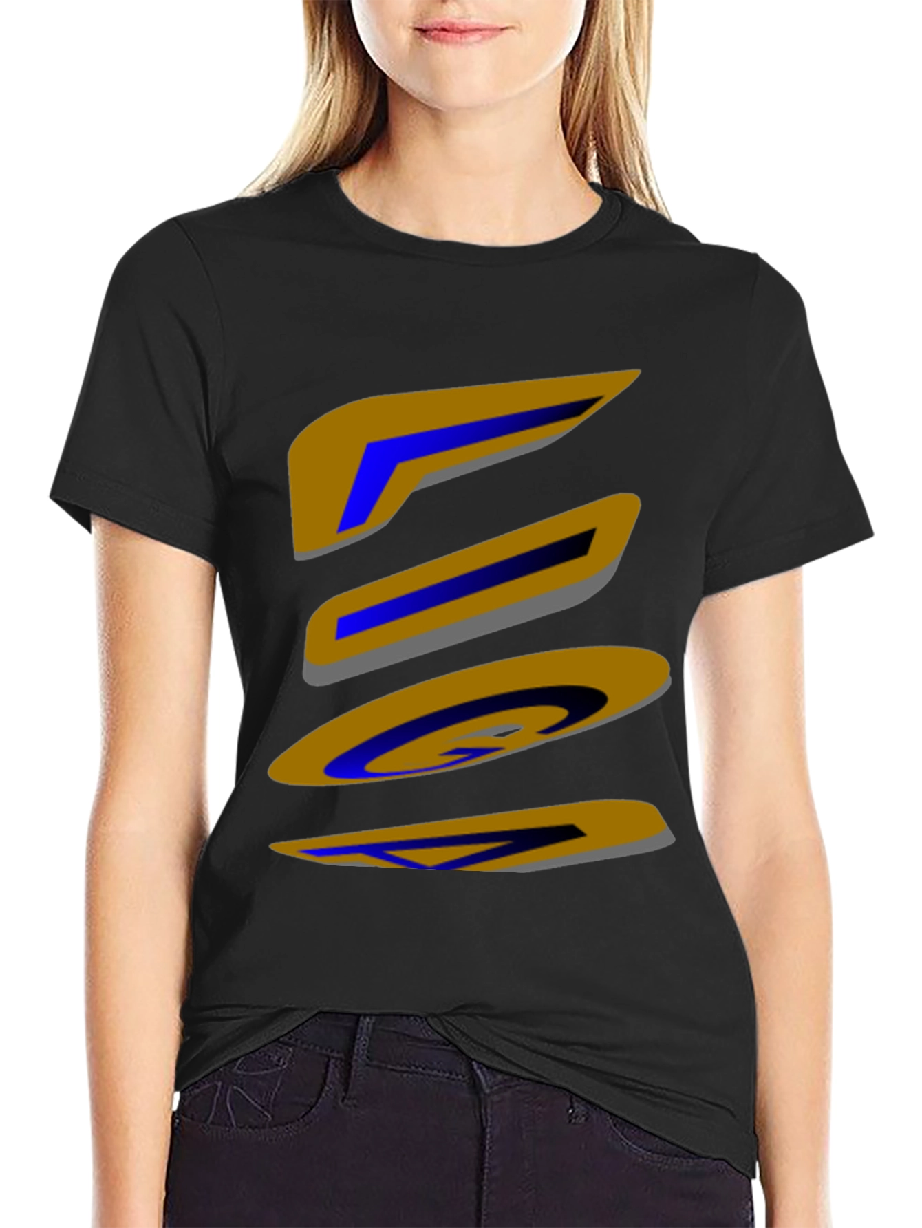 Abstract Shapes Graphic Print Black T-Shirt