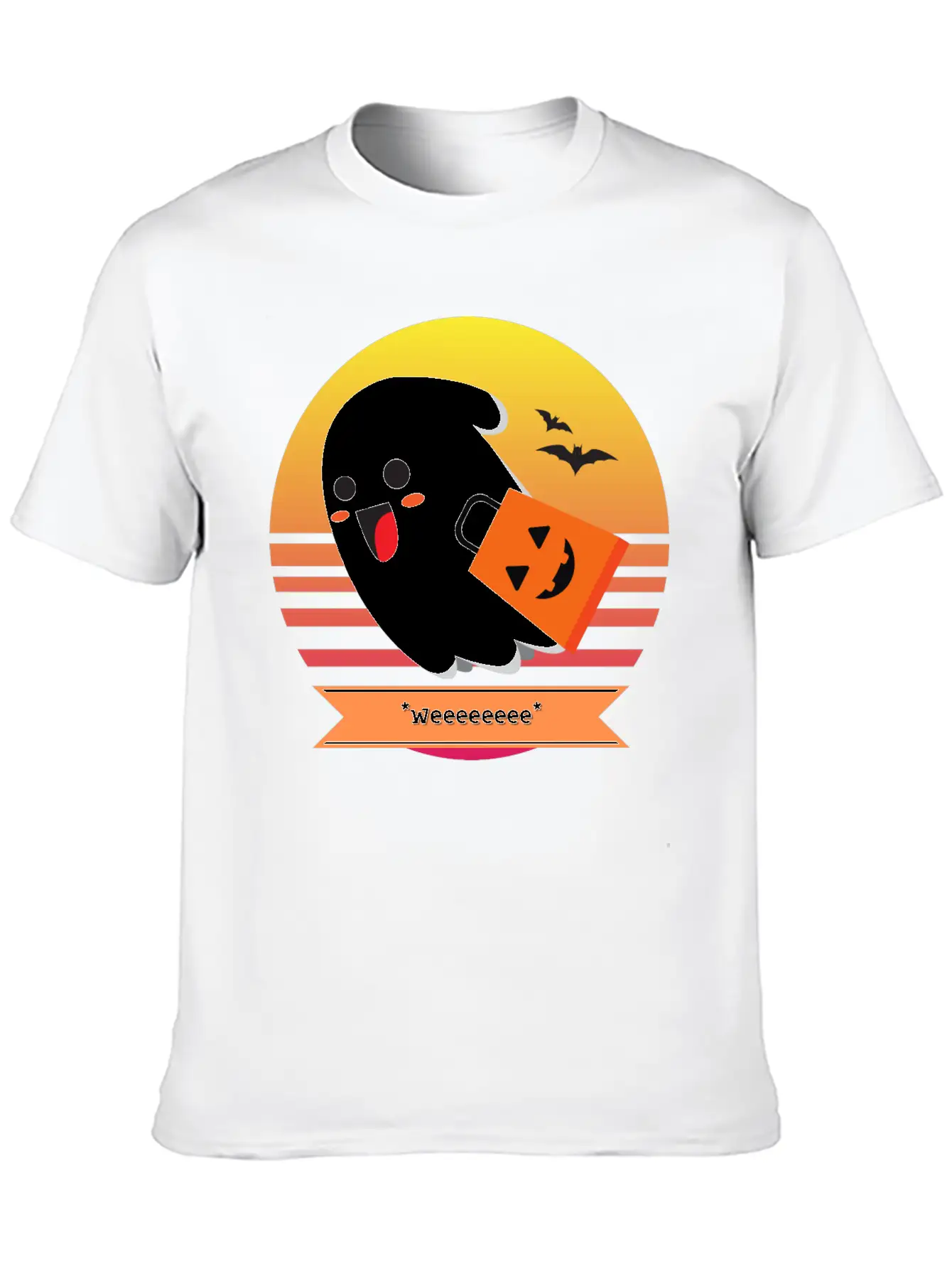 Halloween Cute Ghost Goes *Weeeeeeee* Trick Or Unisex Casual T-Shirt – Clean Design For Daily Comfort