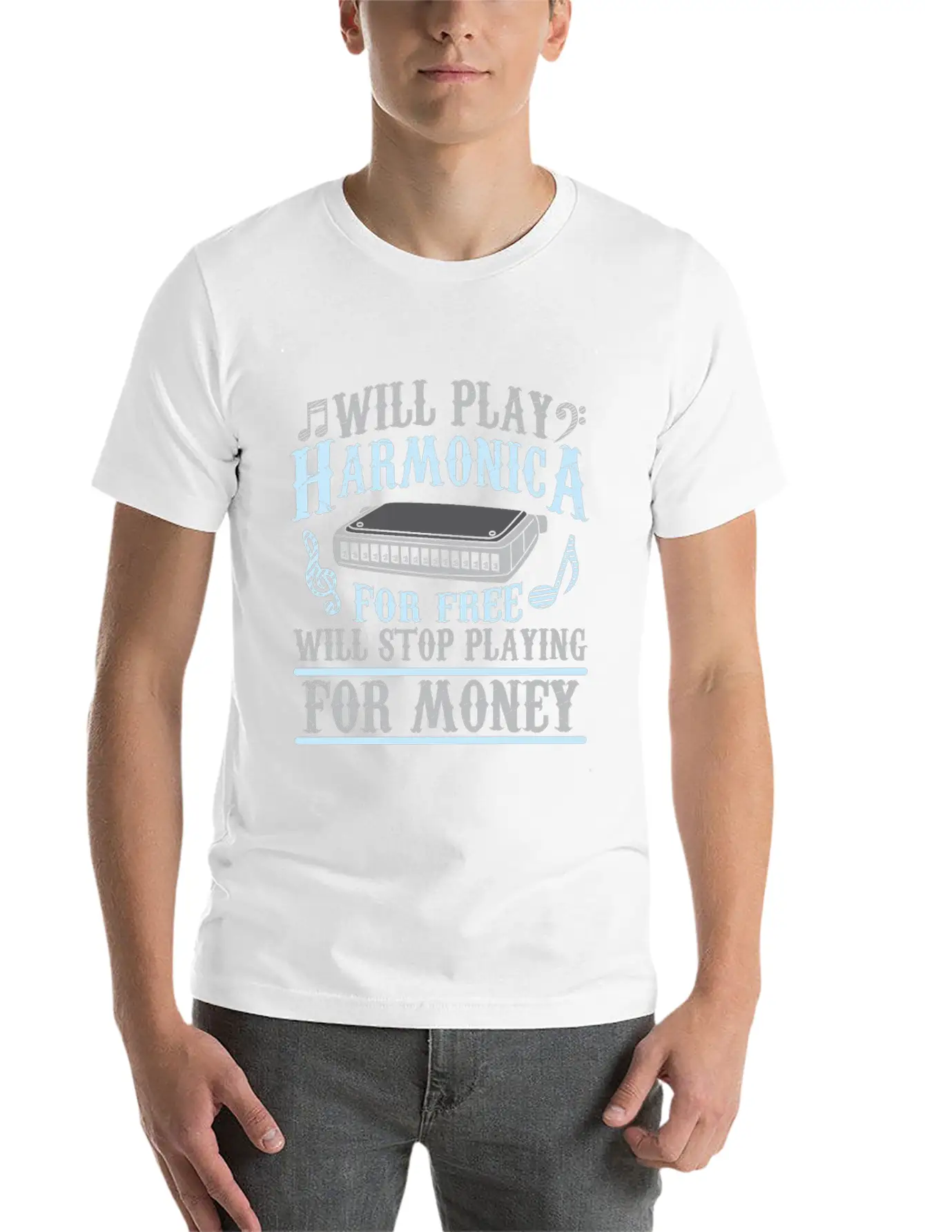 Harmonica Player Blues Music French Harp Lover Unisex Casual T-Shirt – Clean Design For Daily Comfort