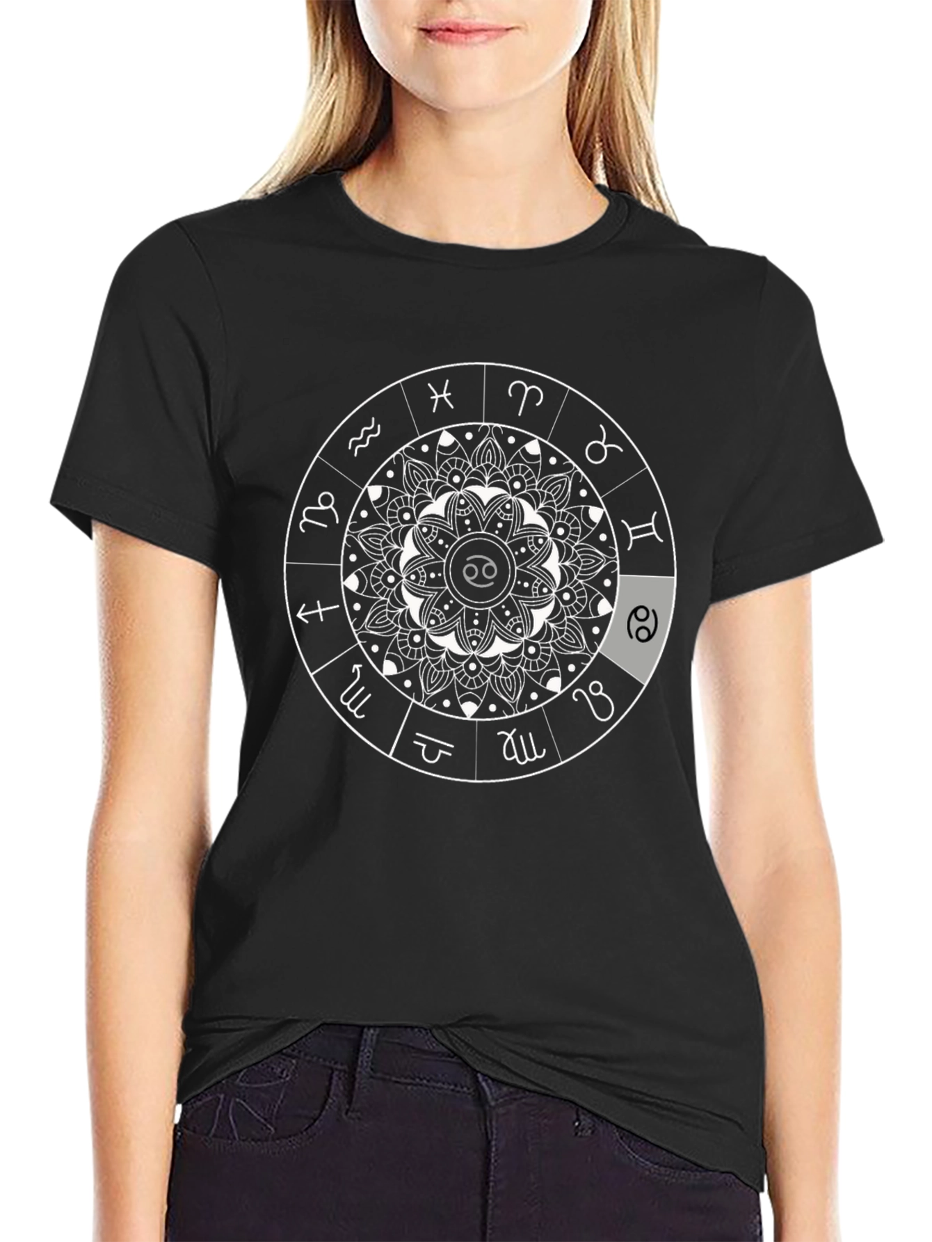 Zodiac Astrology Mandala T-Shirt - Cancer Sign