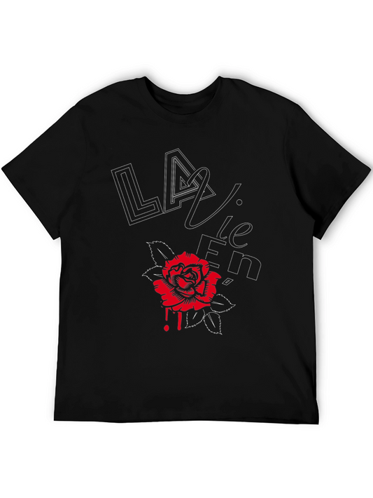 La Vie En Rose Graphic Tee - Stylish Black T-Shirt