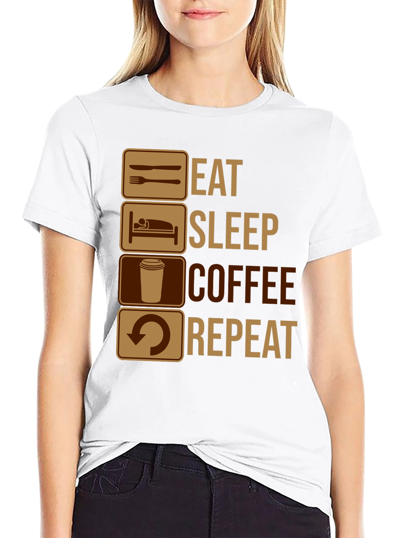 Eat Sleep Coffee Repeat Graphic T-Shirt