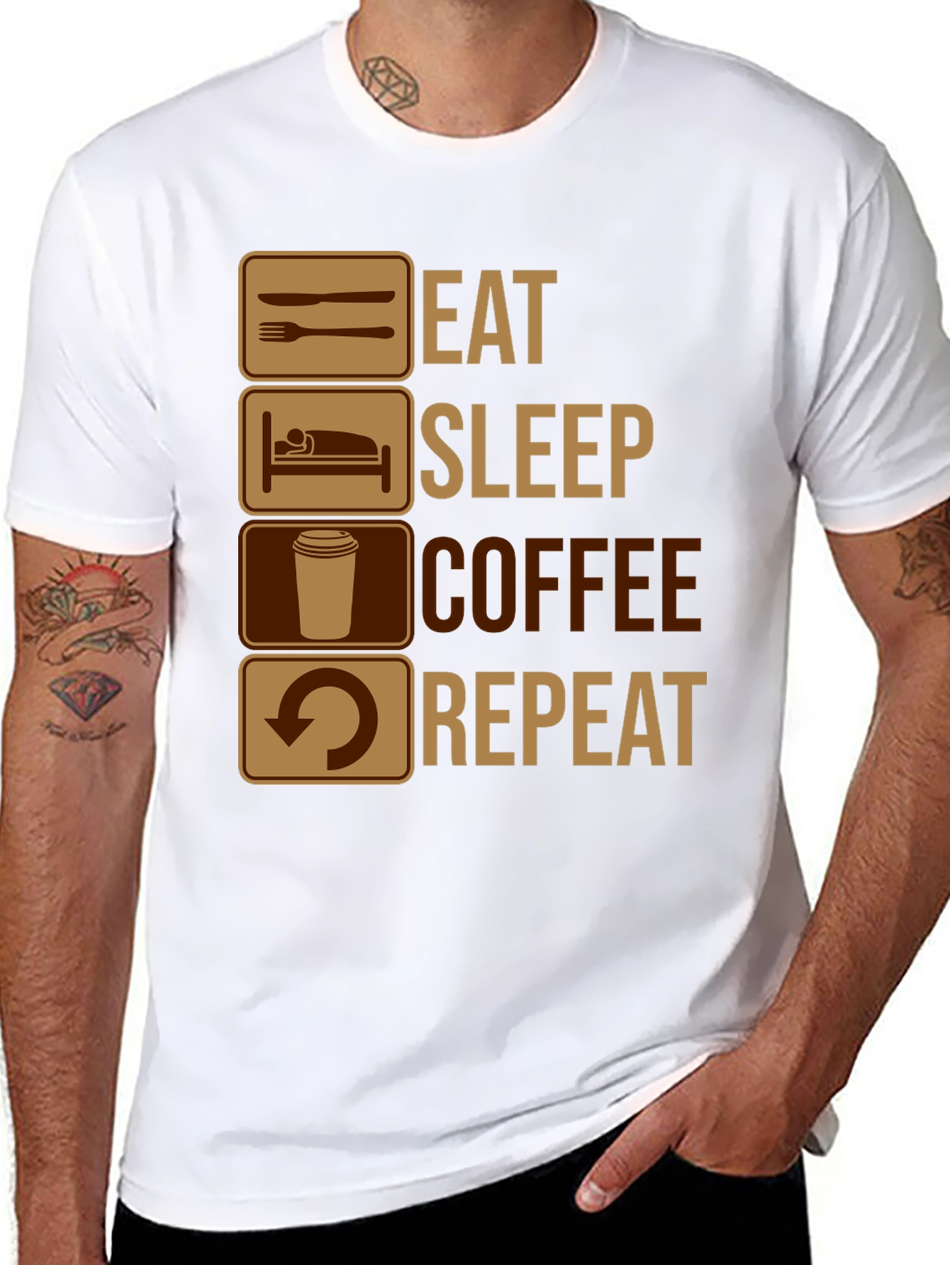 Eat Sleep Coffee Repeat Graphic T-Shirt
