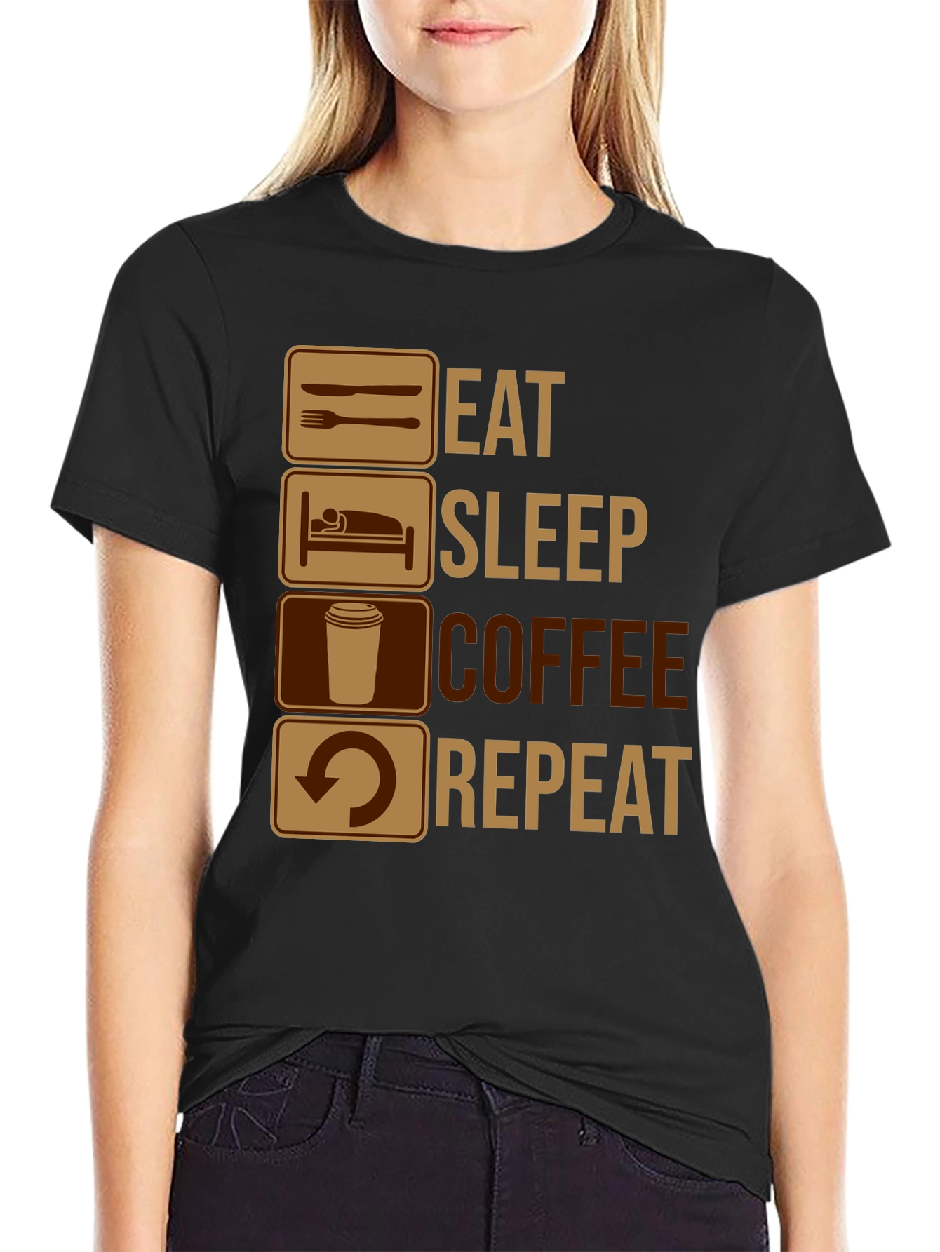 Eat Sleep Coffee Repeat Graphic T-Shirt