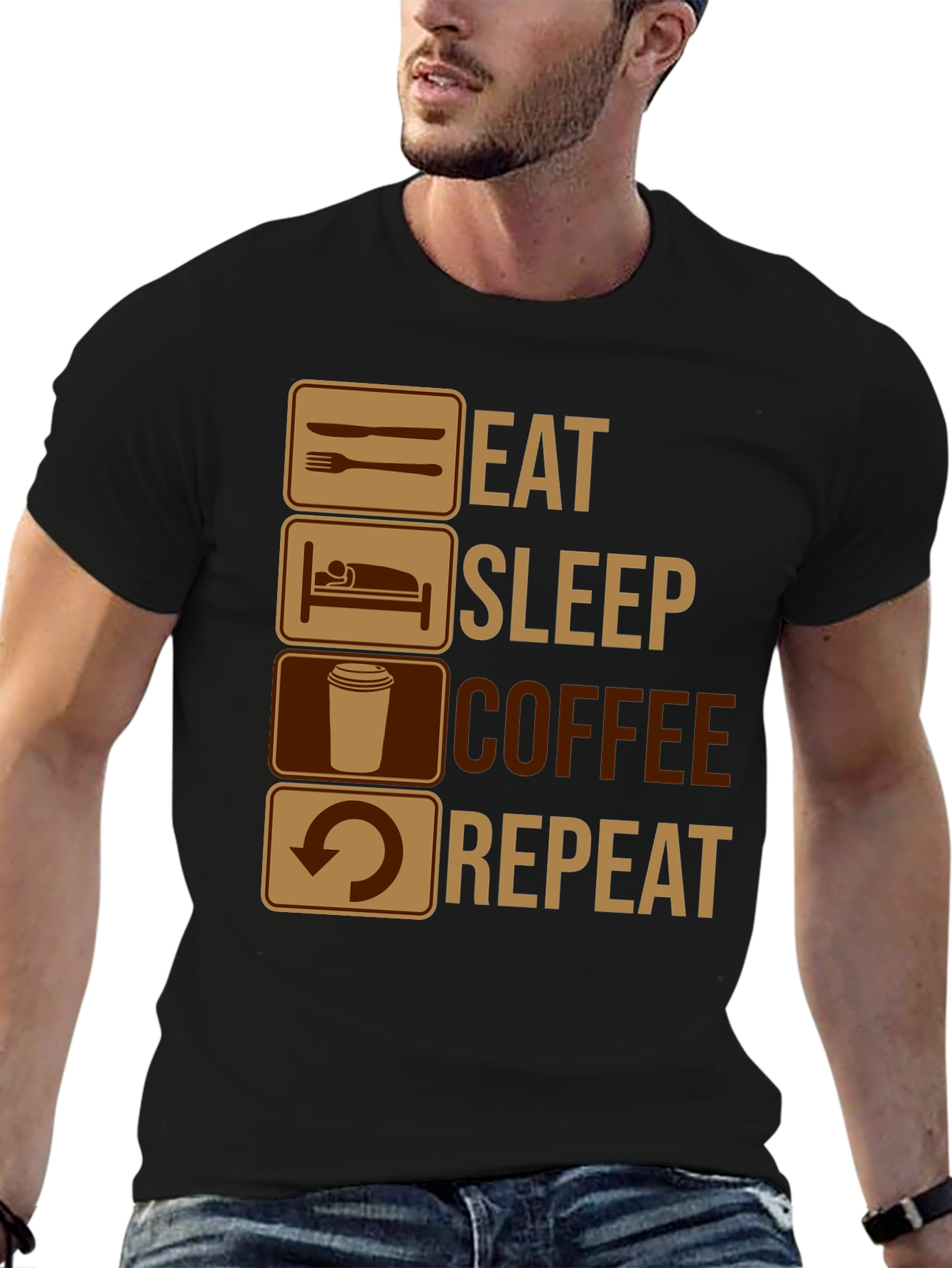Eat Sleep Coffee Repeat Graphic T-Shirt