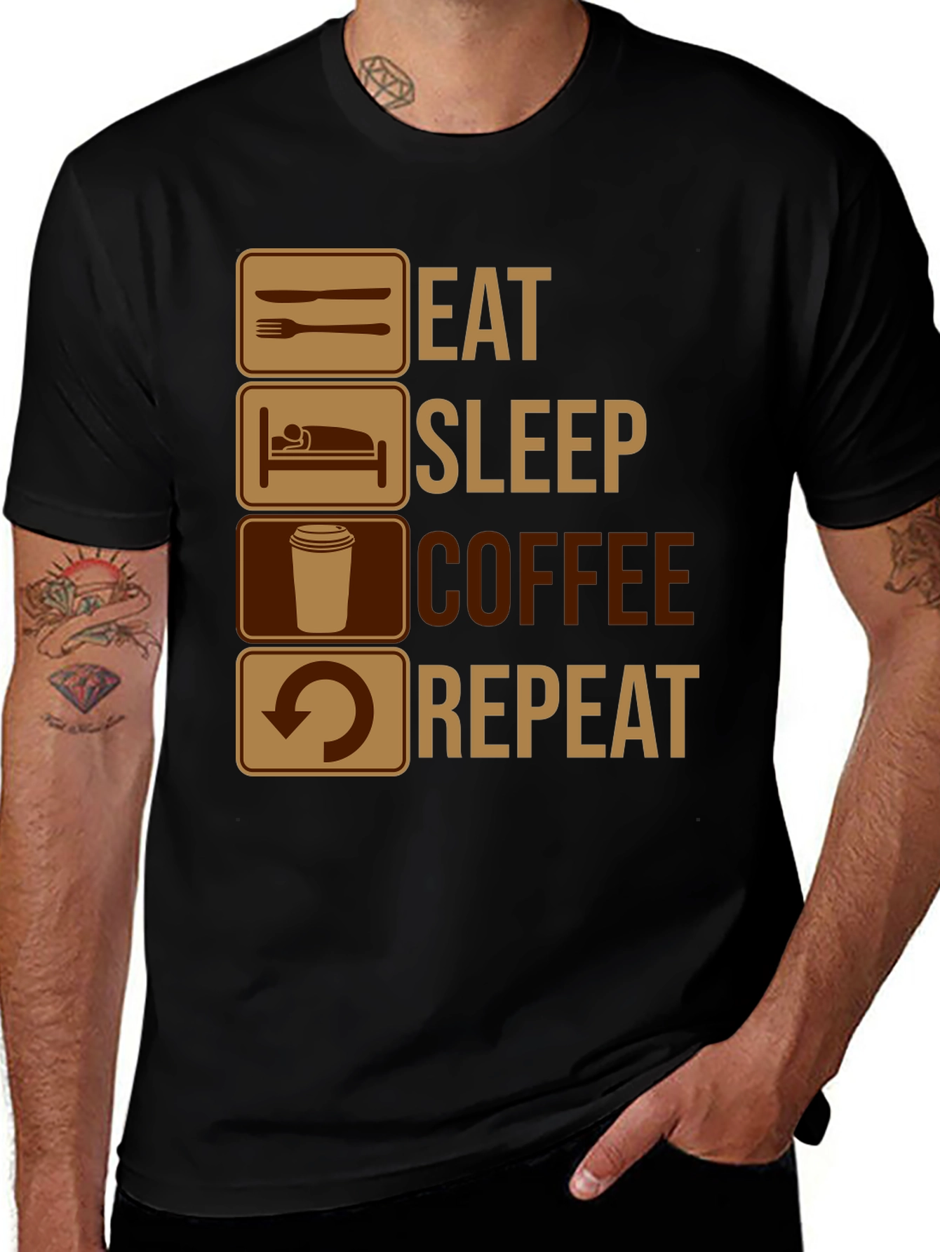 Eat Sleep Coffee Repeat Graphic T-Shirt