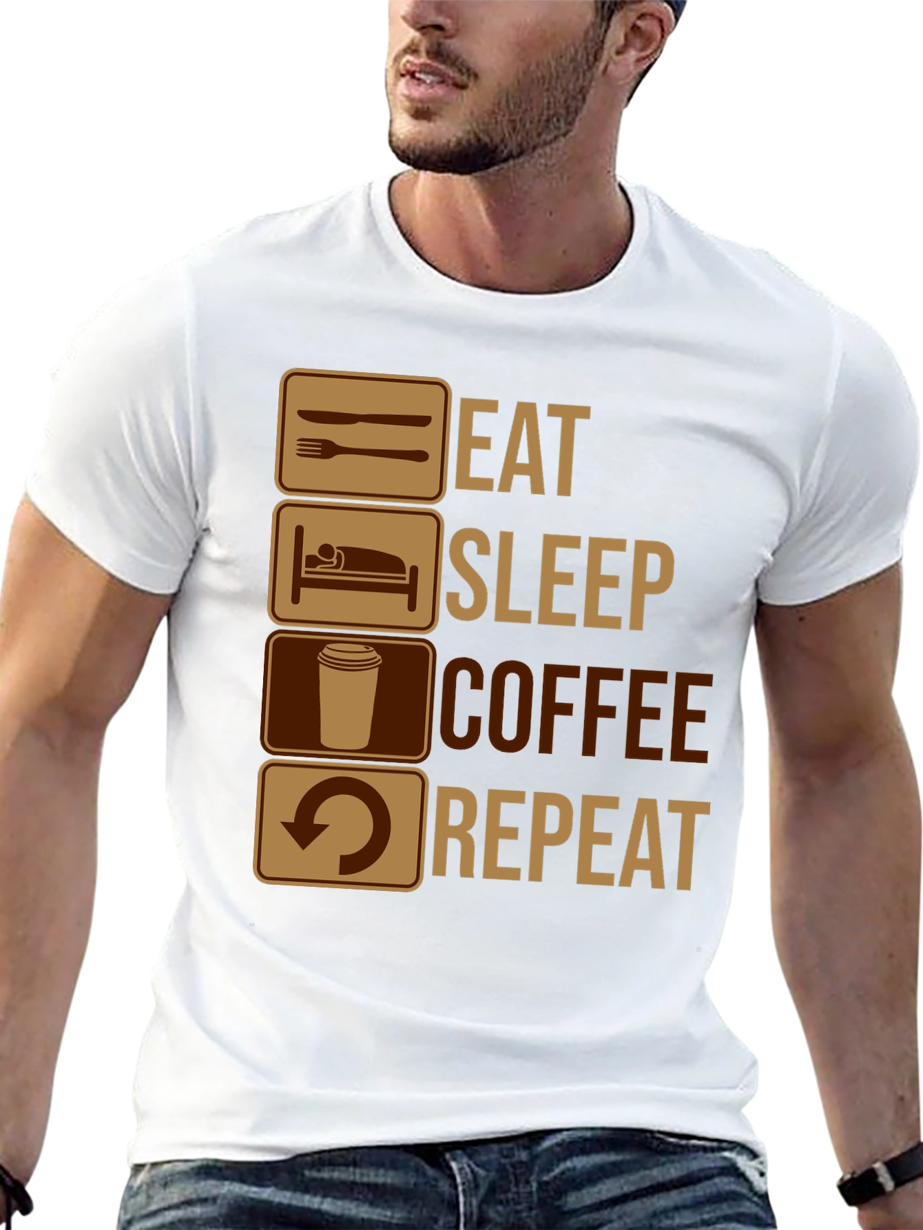 Eat Sleep Coffee Repeat Graphic T-Shirt