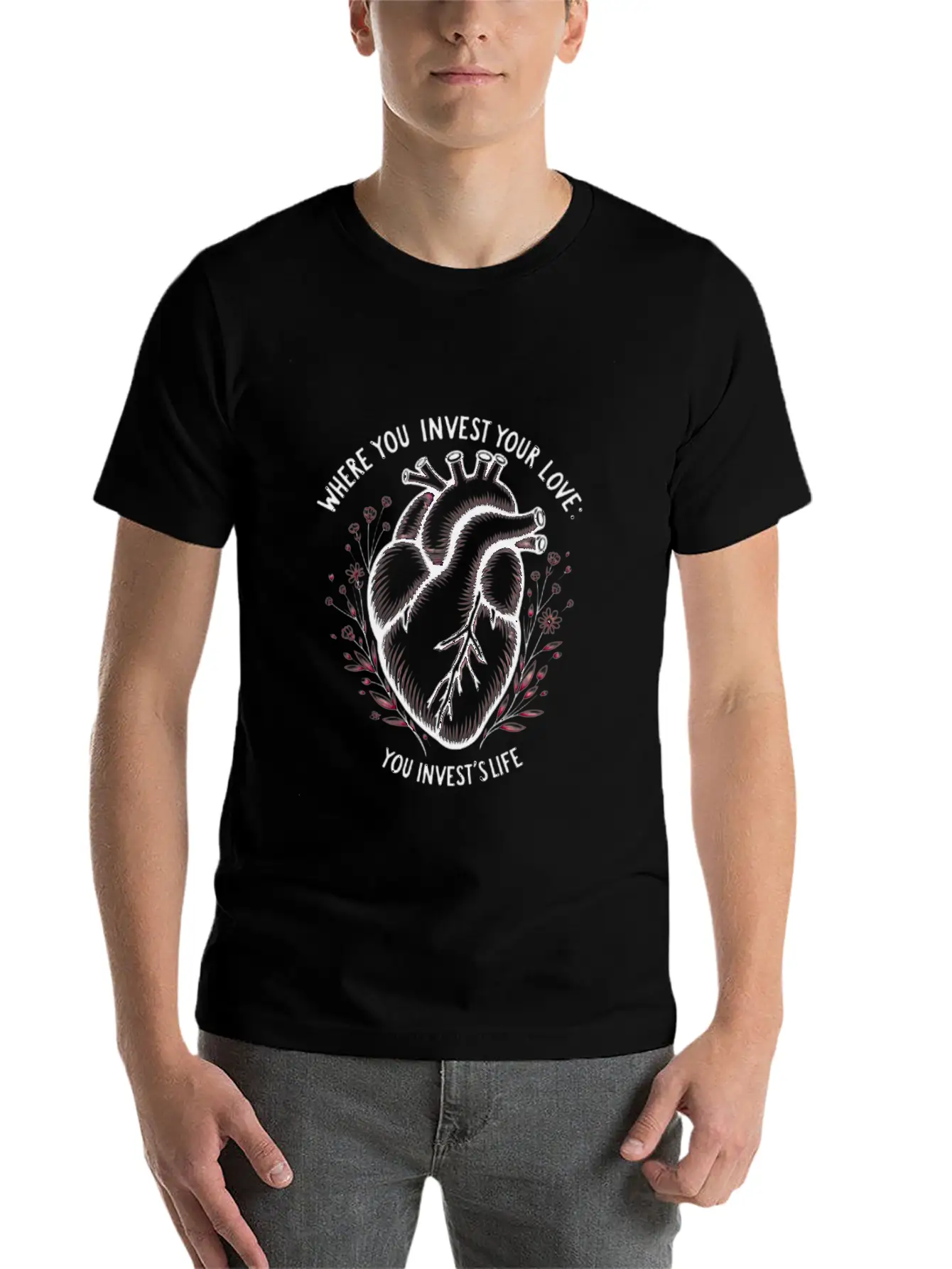 Heart Blossom Unisex Casual T-Shirt – Clean Design For Daily Comfort