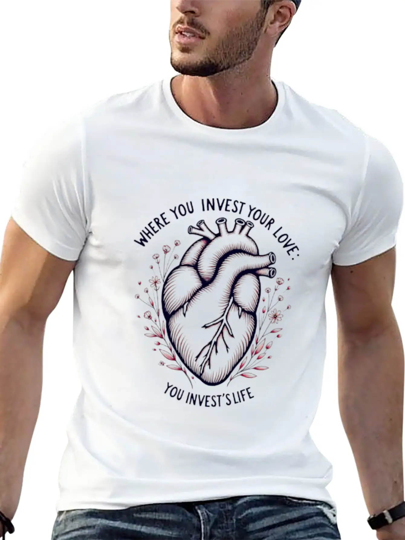 Heart Blossom Unisex Casual T-Shirt – Clean Design For Daily Comfort