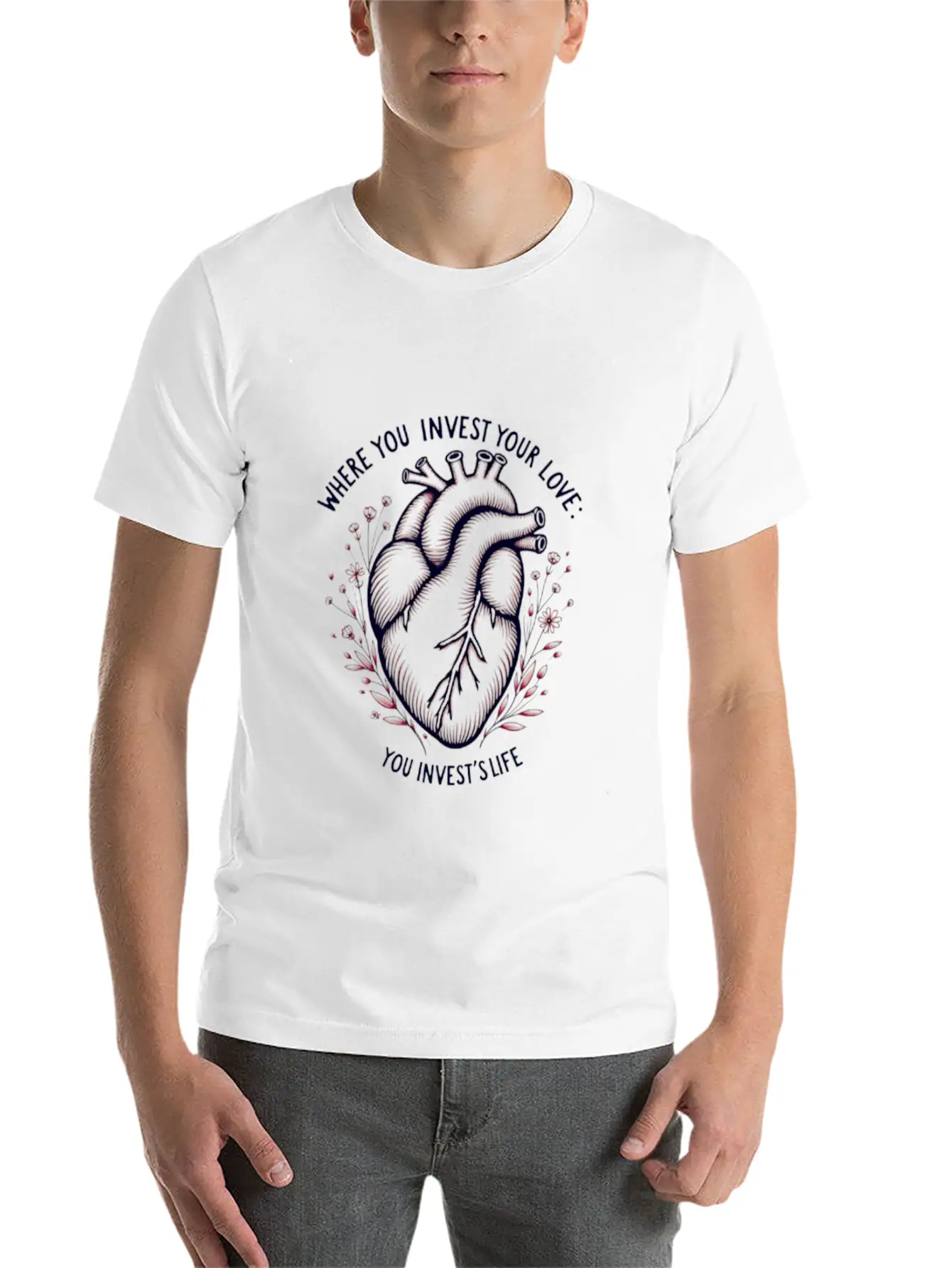 Heart Blossom Unisex Casual T-Shirt – Clean Design For Daily Comfort