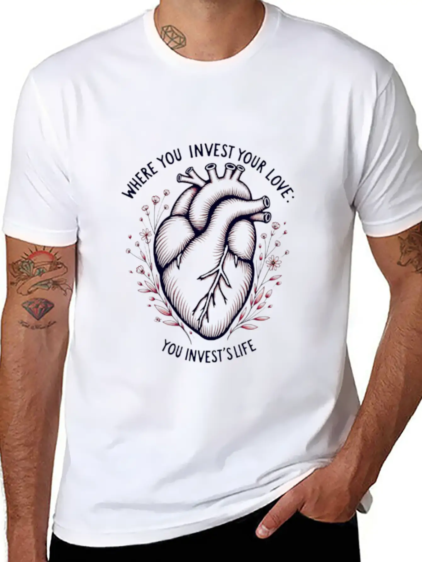 Heart Blossom Unisex Casual T-Shirt – Clean Design For Daily Comfort