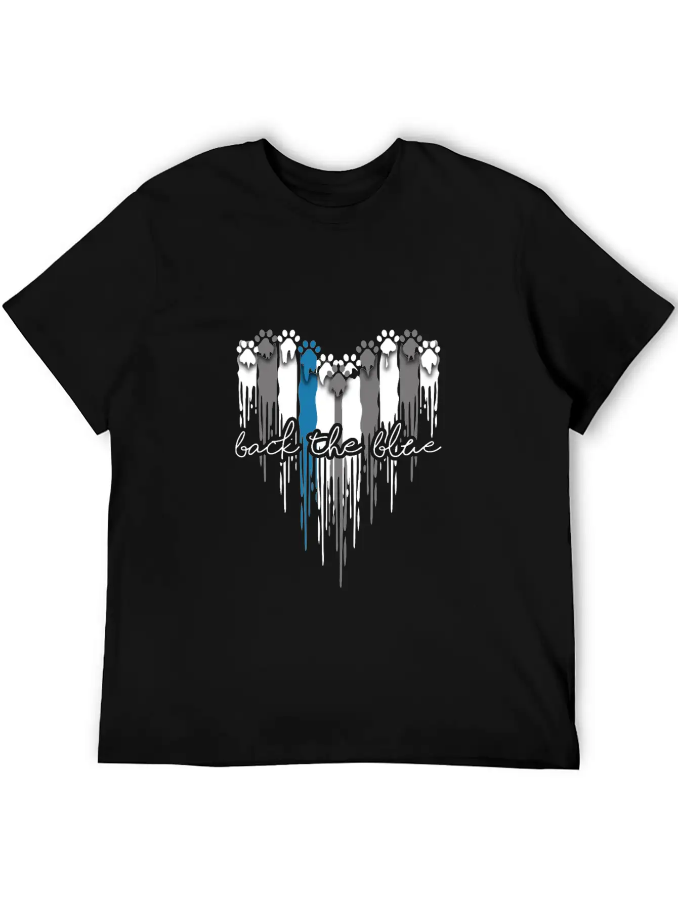Heart Dog Paw Print Back The Blue Unisex Casual T-Shirt – Clean Design For Daily Comfort