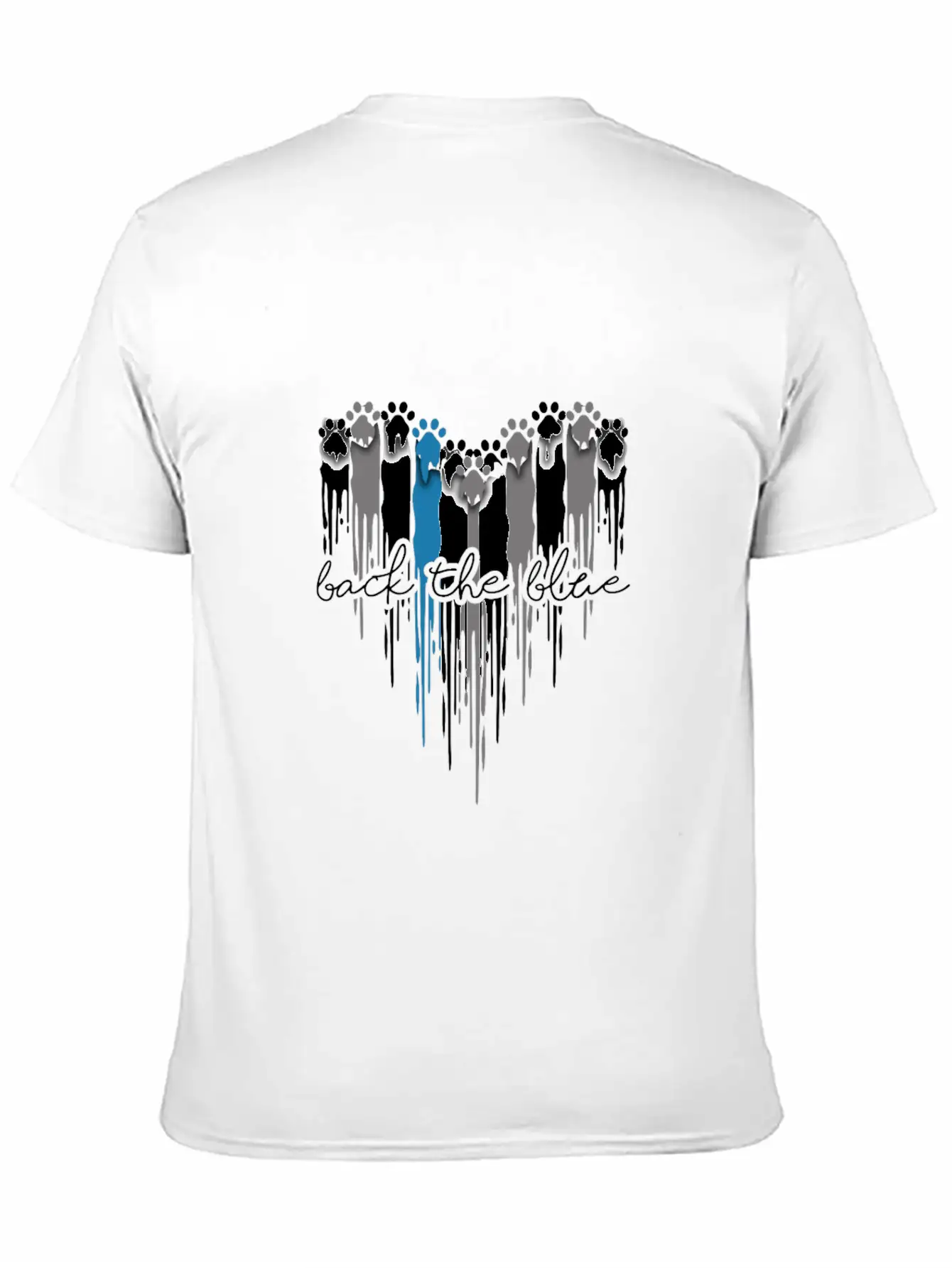 Heart Dog Paw Print Back The Blue Unisex Casual T-Shirt – Clean Design For Daily Comfort