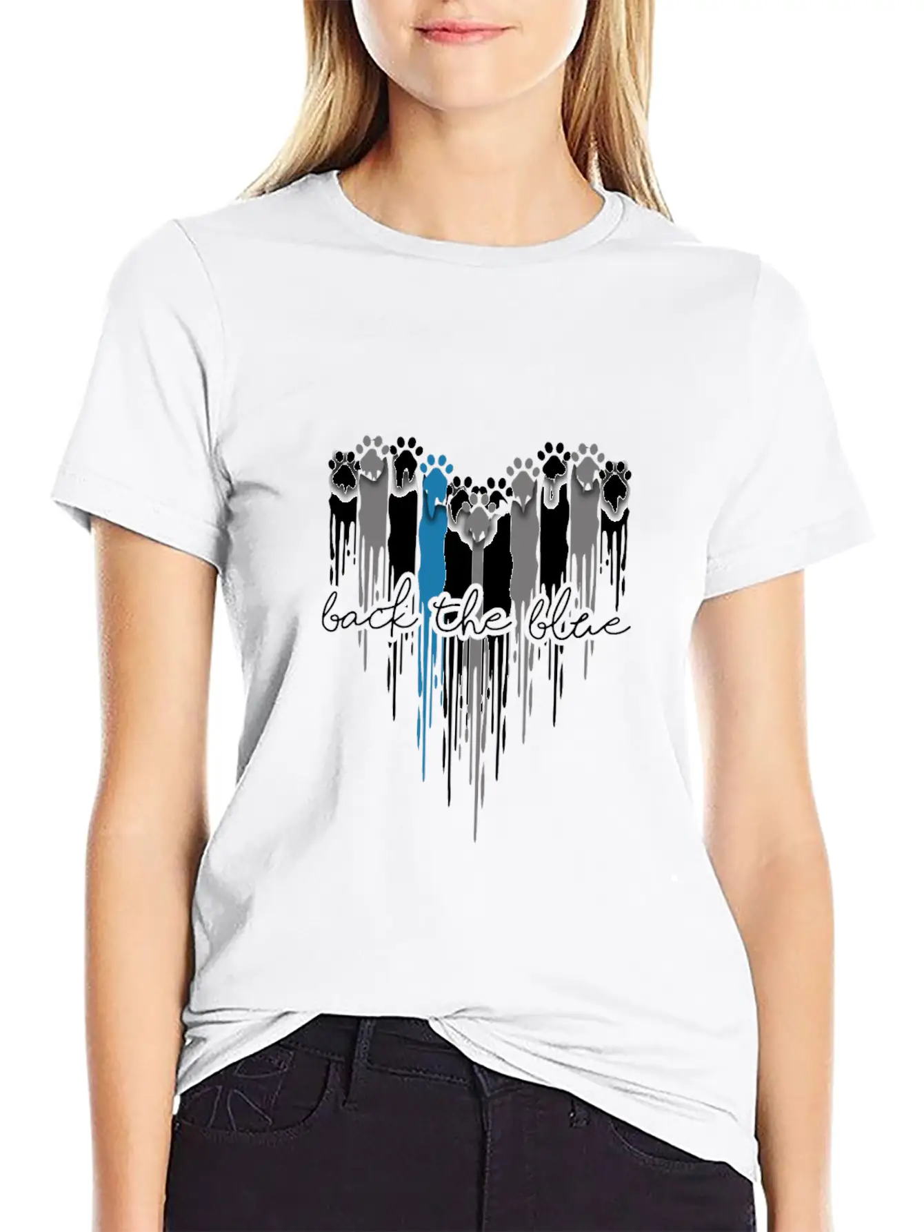Heart Dog Paw Print Back The Blue Unisex Casual T-Shirt – Clean Design For Daily Comfort