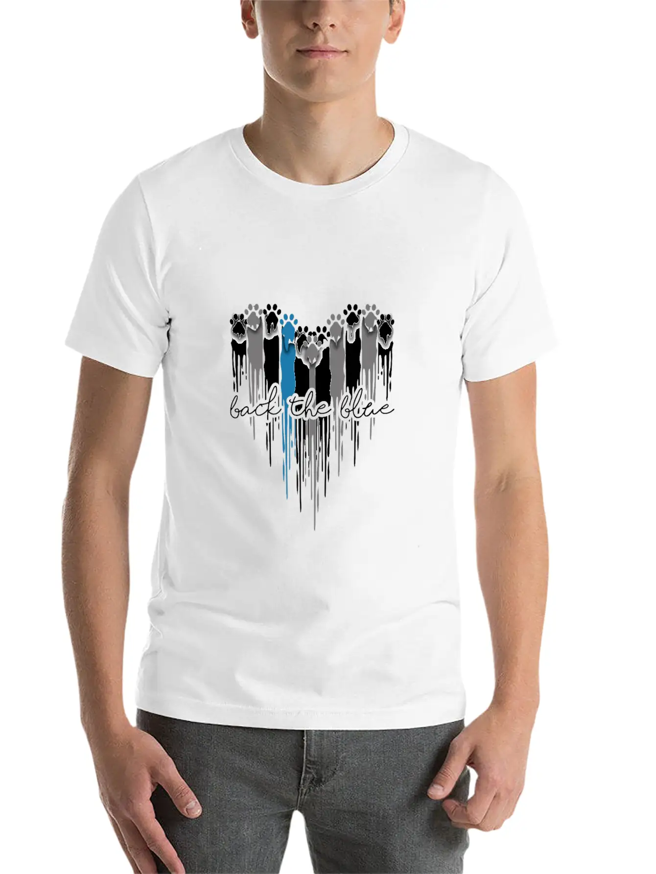 Heart Dog Paw Print Back The Blue Unisex Casual T-Shirt – Clean Design For Daily Comfort