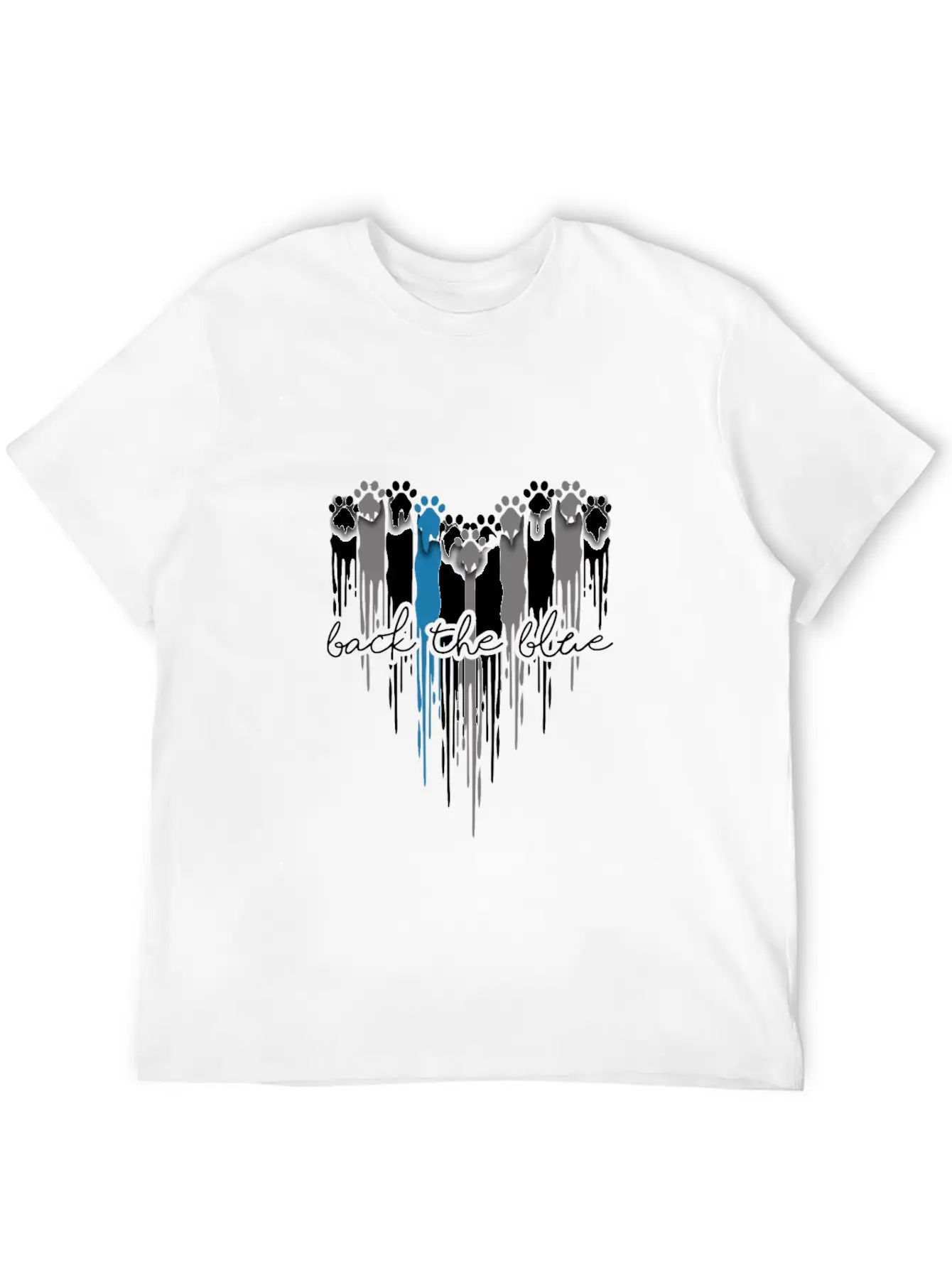 Heart Dog Paw Print Back The Blue Unisex Casual T-Shirt – Clean Design For Daily Comfort