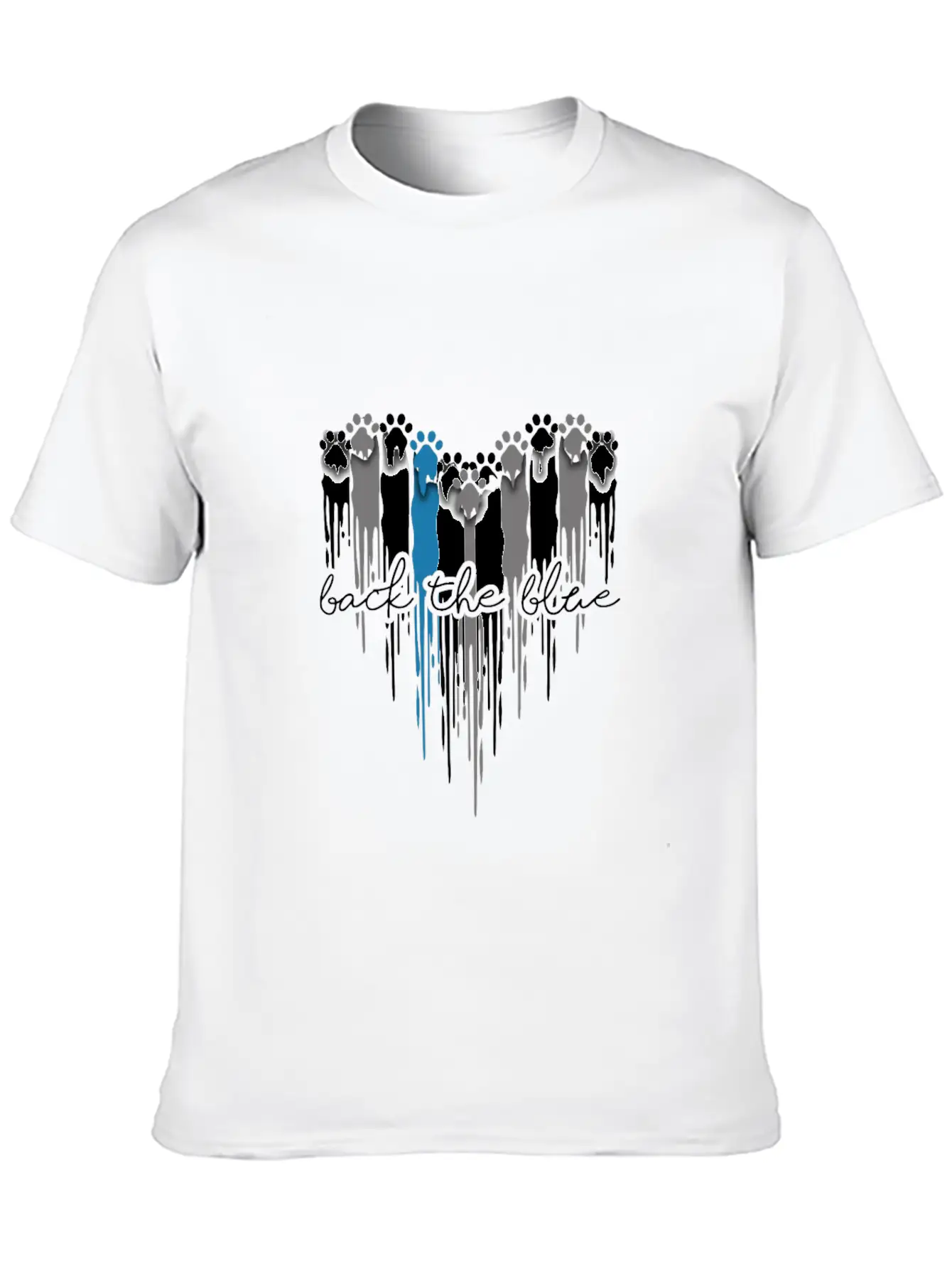 Heart Dog Paw Print Back The Blue Unisex Casual T-Shirt – Clean Design For Daily Comfort