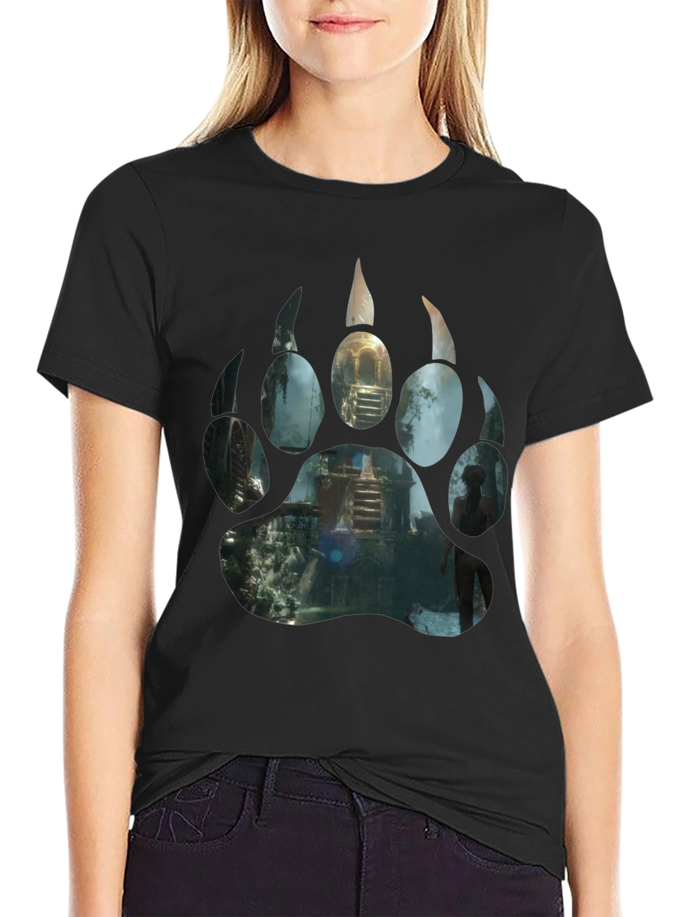 Tomb Raider Shadow Paw Print Graphic T-Shirt