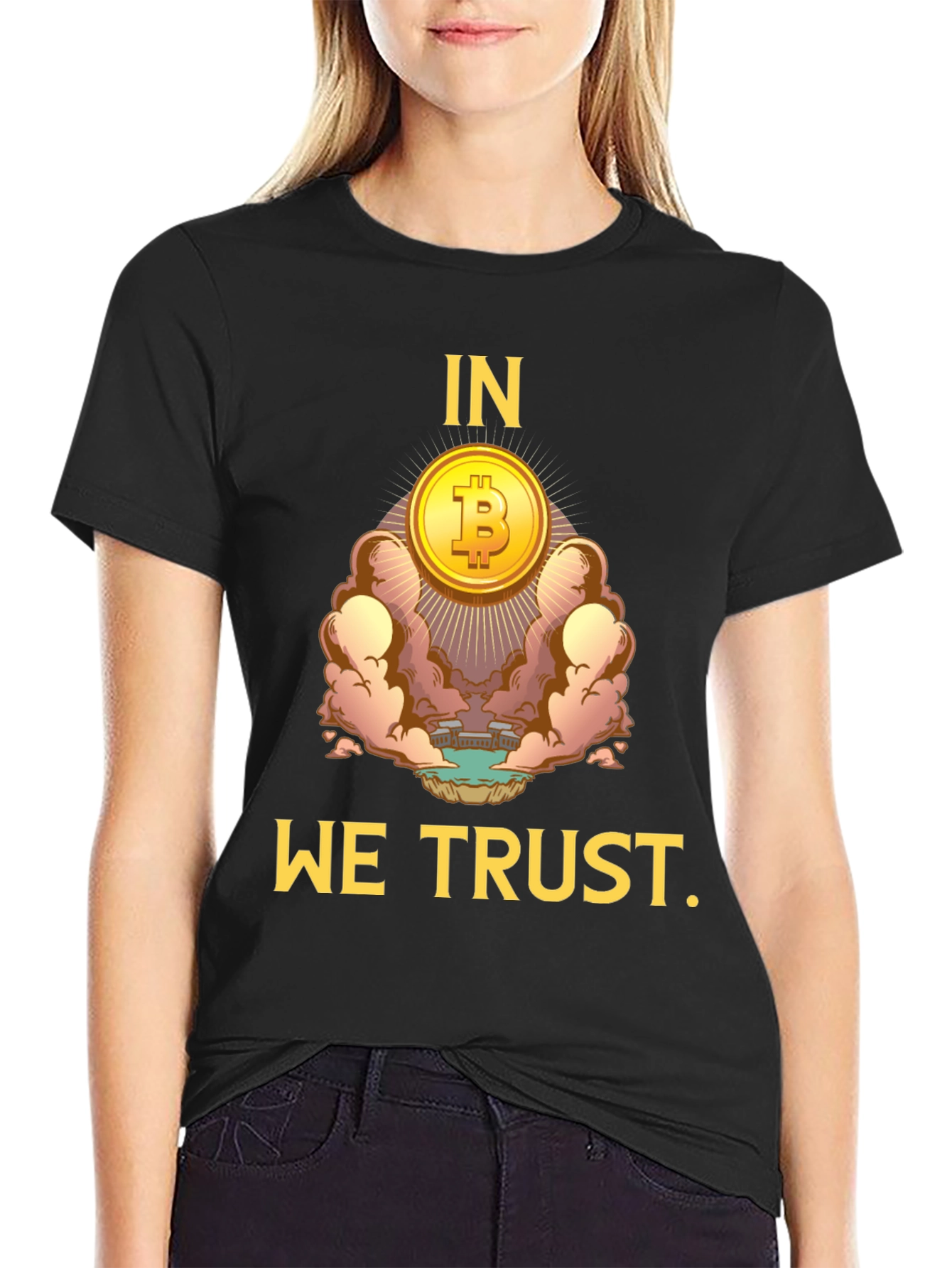 Bitcoin Crypto Currency Black T-Shirt - In We Trust