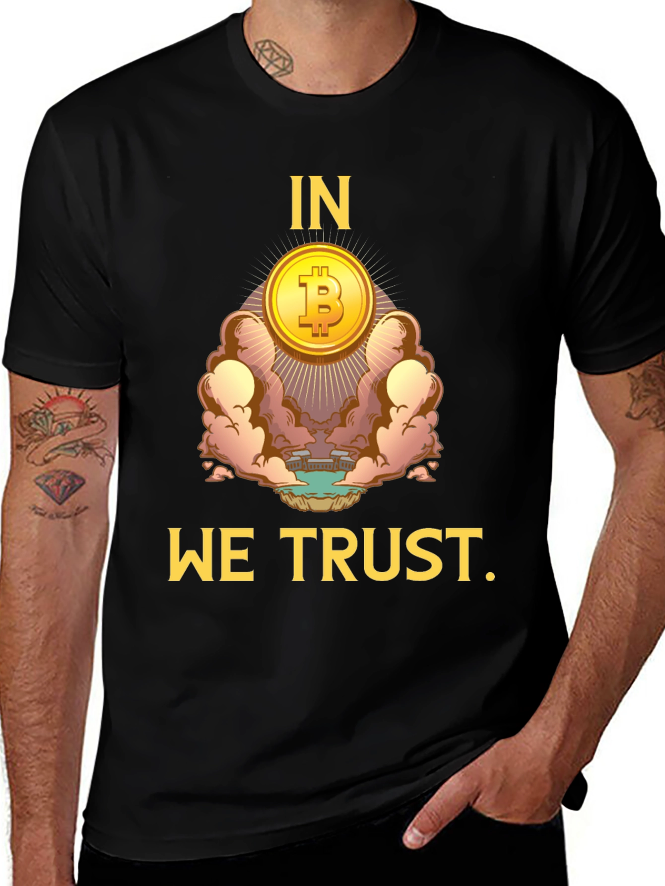 Bitcoin Crypto Currency Black T-Shirt - In We Trust