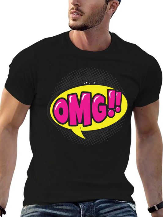 OMG Comic Graphic Print Black Tee