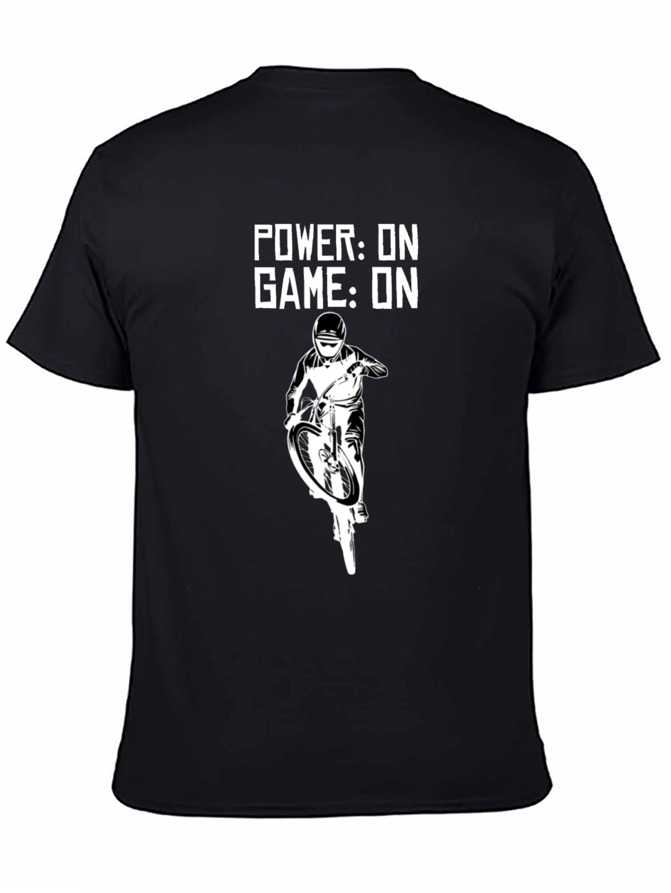 Power On Game On Mountain Biker Black T-Shirt