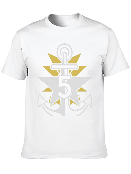 Anchor Star Number 5 T-Shirt - Black Cotton Tee