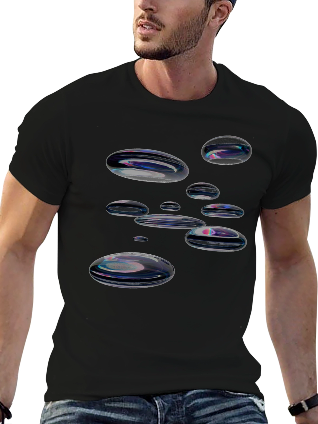 Abstract Bubble Black T-Shirt