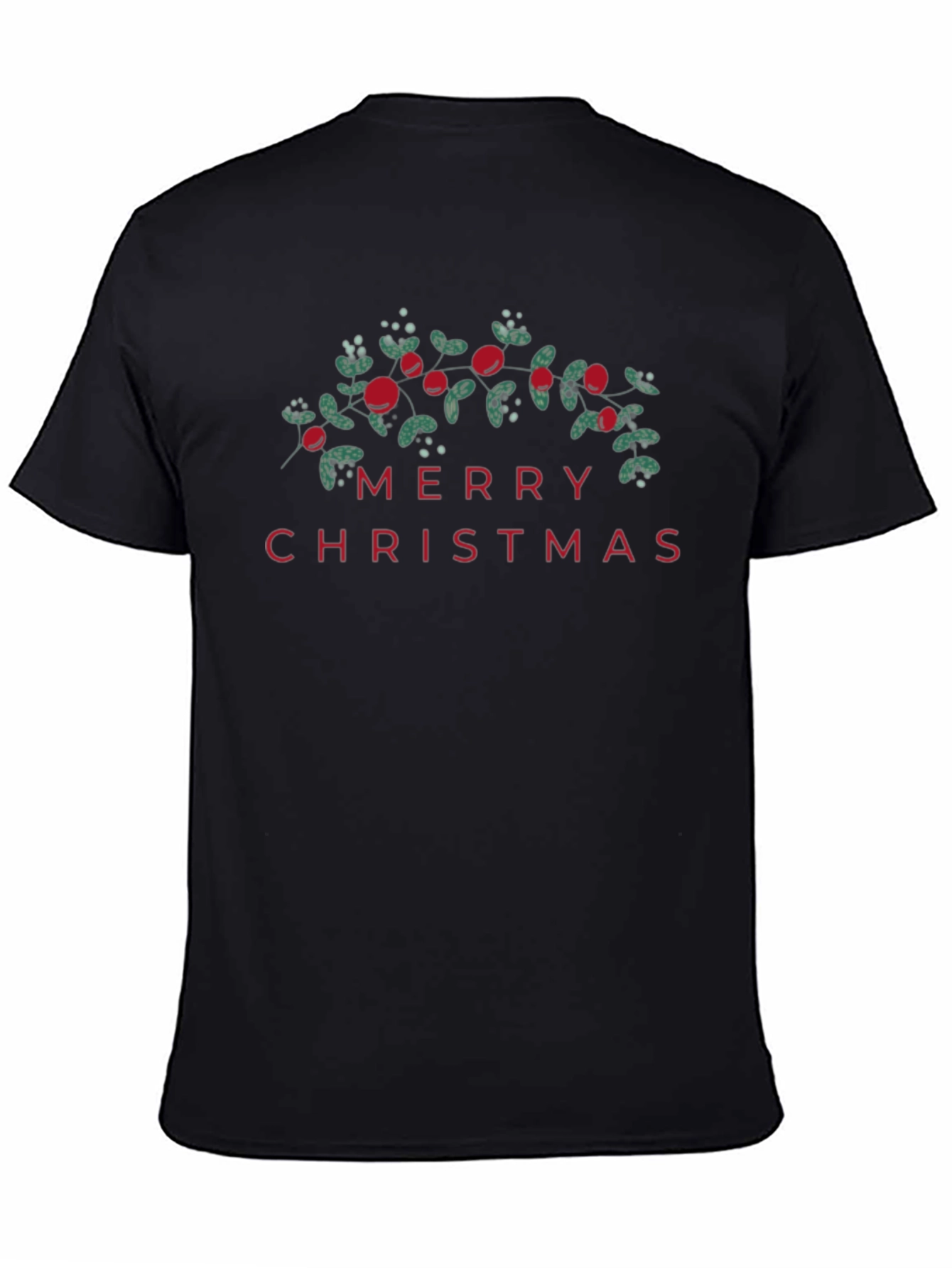 Festive Merry Christmas Graphic Tee - Black