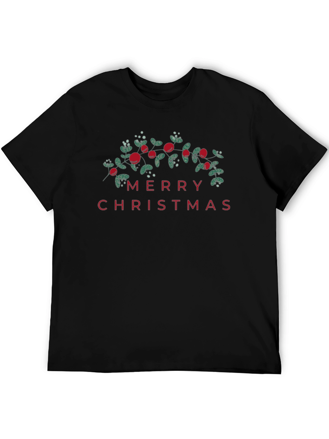 Festive Merry Christmas Graphic Tee - Black