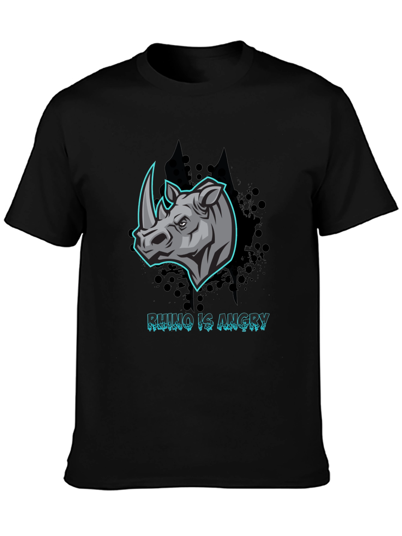 Angry Rhino Graphic T-Shirt - Black Cotton Tee