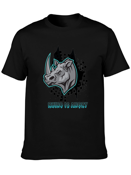 Angry Rhino Graphic T-Shirt - Black Cotton Tee
