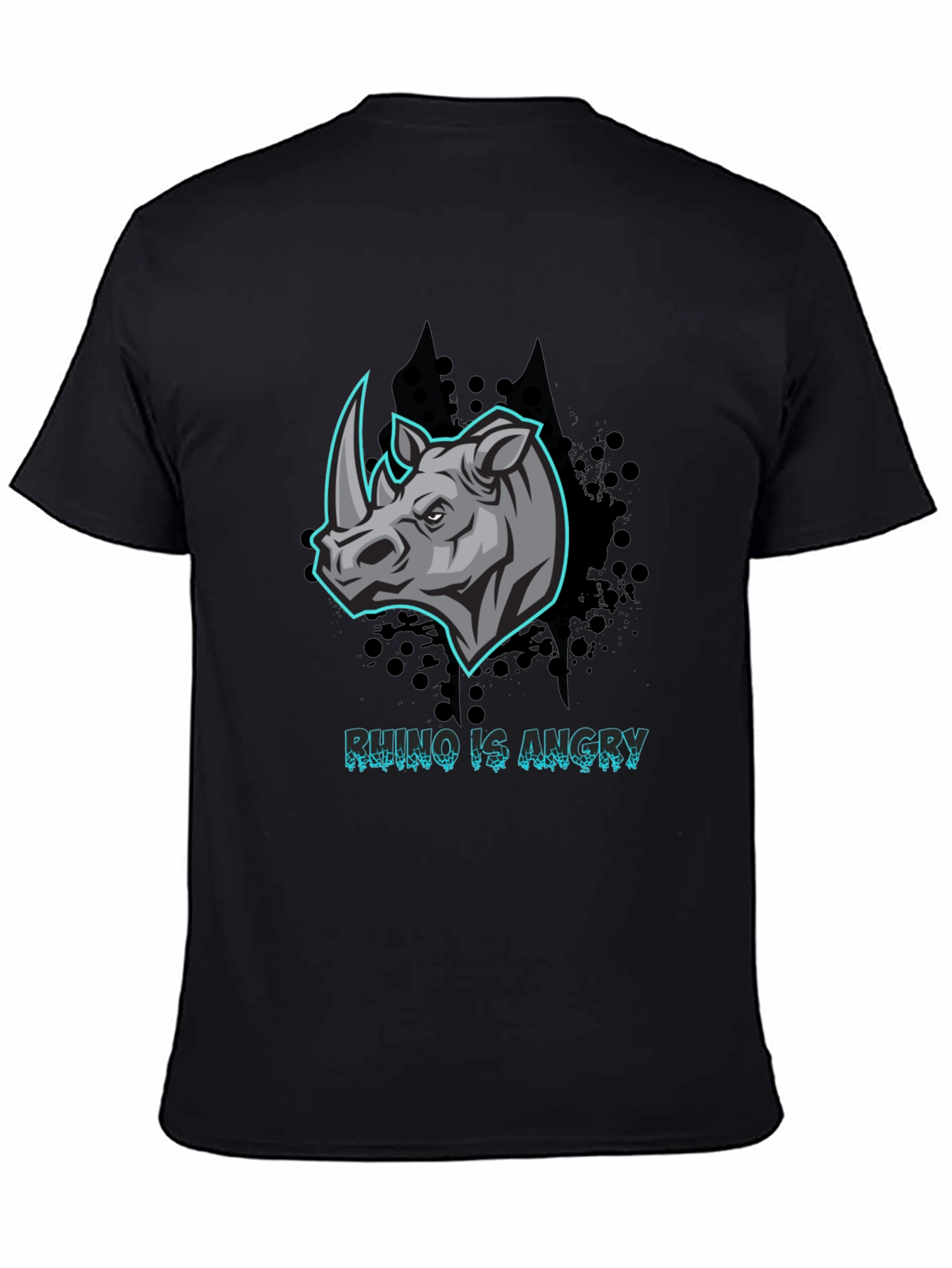 Angry Rhino Graphic T-Shirt - Black Cotton Tee