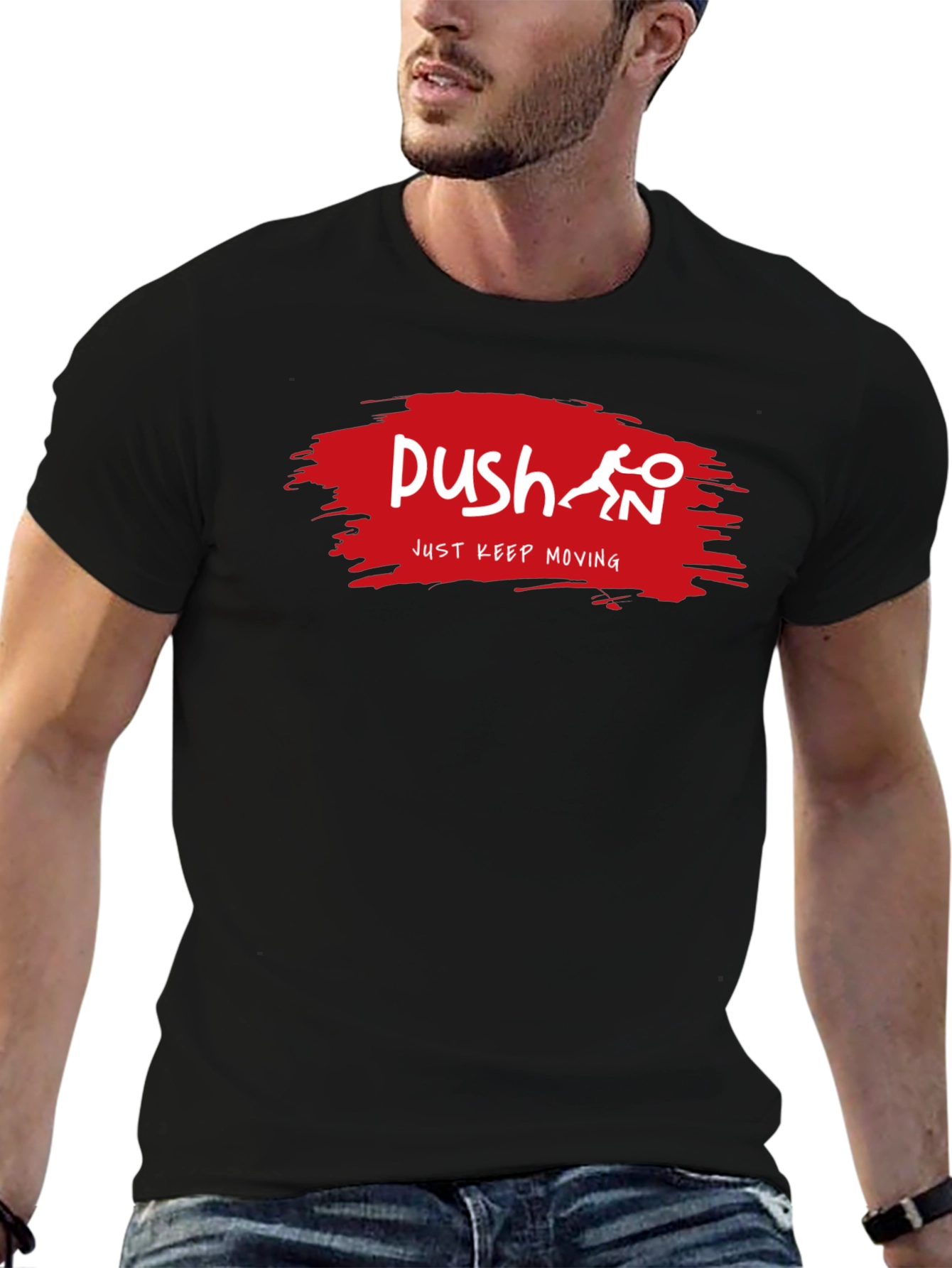 Push Just Keep Moving Black T-Shirt