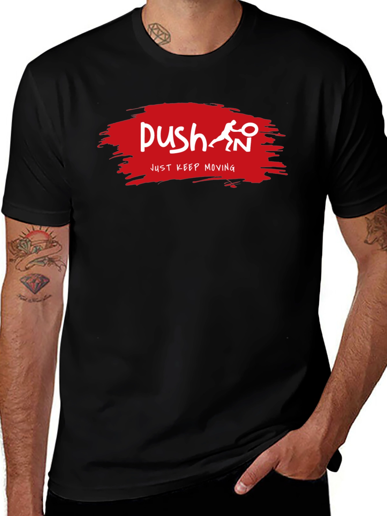 Push Just Keep Moving Black T-Shirt